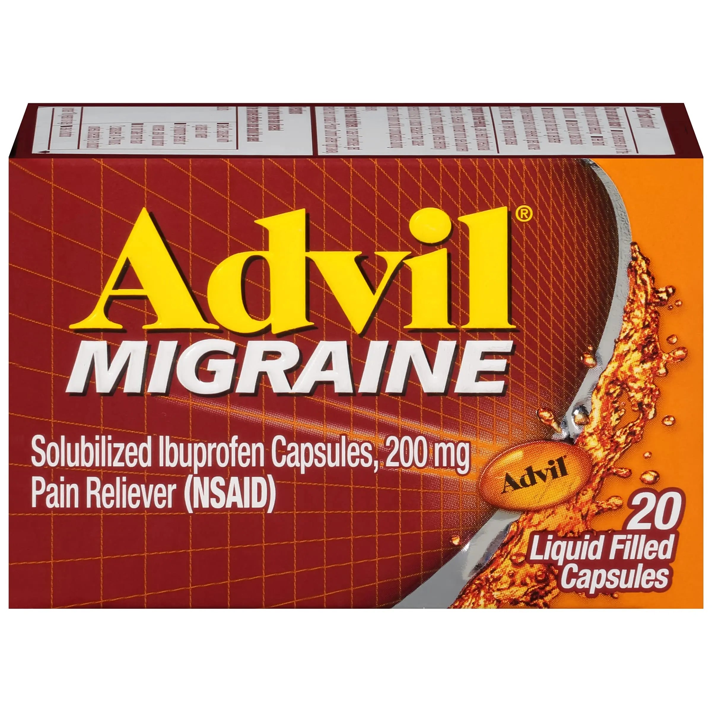 Advil Migraine Headache Relief, Ibuprofen Capsules with Ibuprofen 200mg for Migraine Relief, Nausea Relief and Light Sensitivity Relief - 20 Liquid Filled Capsules AdvilBuy Supplements Australia