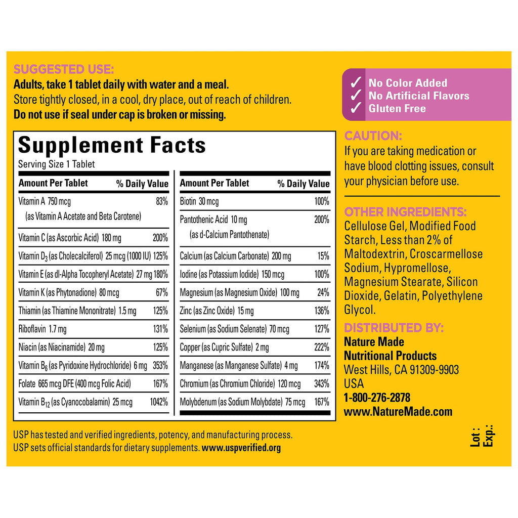 Nature Made Multivitamin For Women 50+ No Iron, Multivitamins for Women 50 Plus, Daily Nutritional Support, Nature Made Multi Vitamins, 90 Tablets, 90 Day Supply Nature MadeBuy Supplements Australia