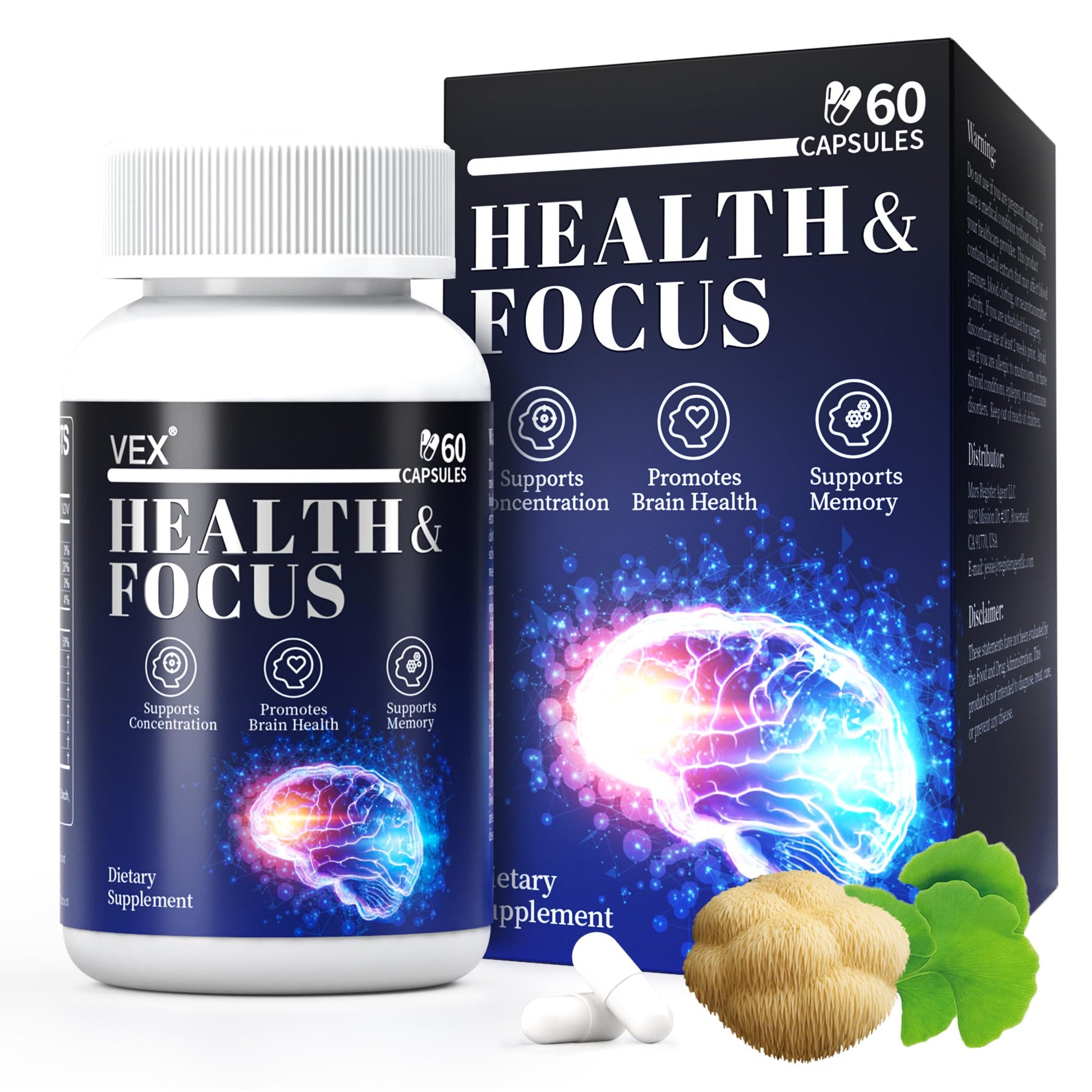 VEX Supplement – Memory & Clarity Support with Folic Acid, Vitamin B, Acetylcysteine, Bacopa Monnieri, Lion’s Mane, Ginkgo Biloba & Black Pepper – Cognitive, 60 Capsules VEXBuy Supplements Australia