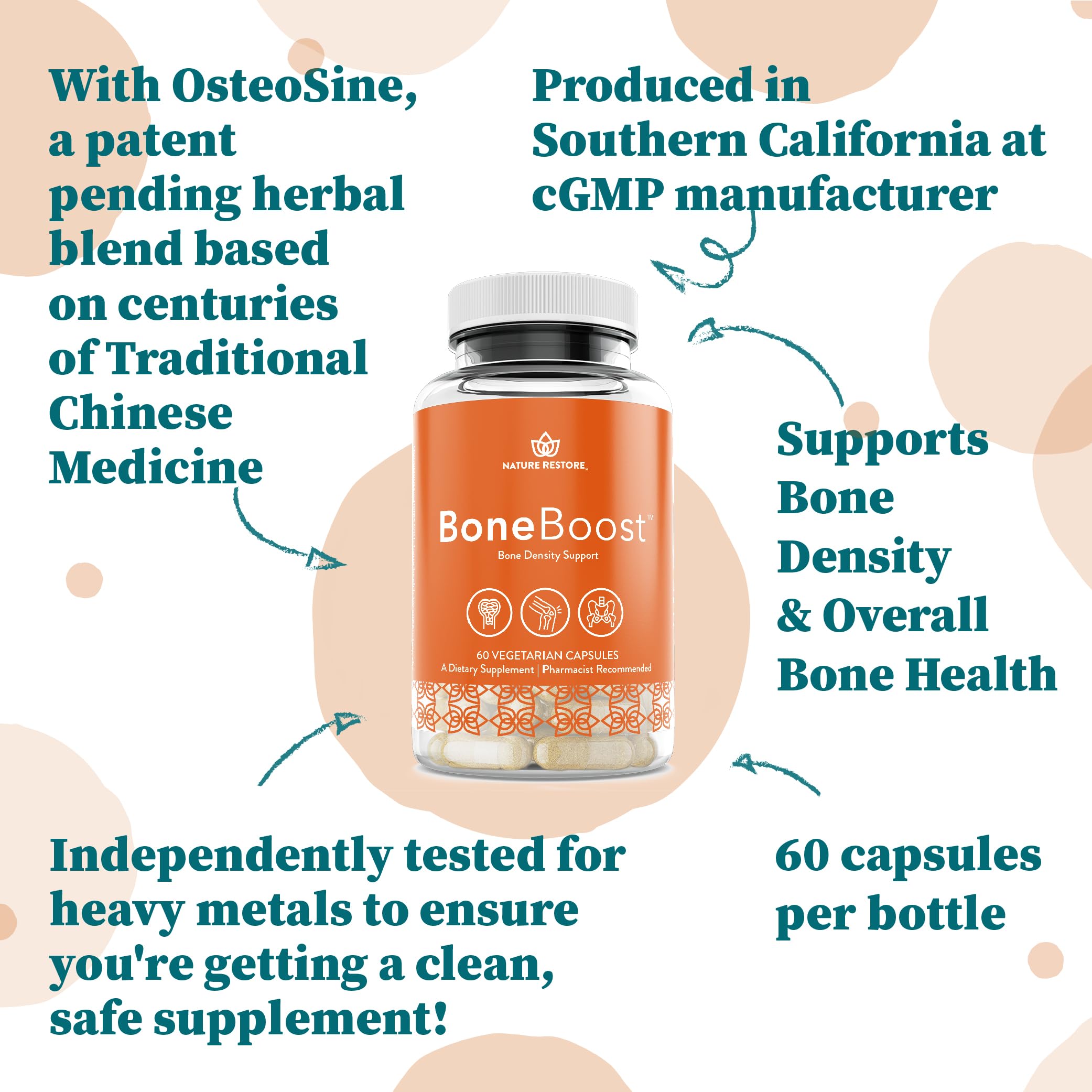 Nature Restore BoneBoost, Natural Bone Health Supplement, 60 Capsules, Manufactured in USA, Non GMO, Gluten Free Nature RestoreBuy Supplements Australia