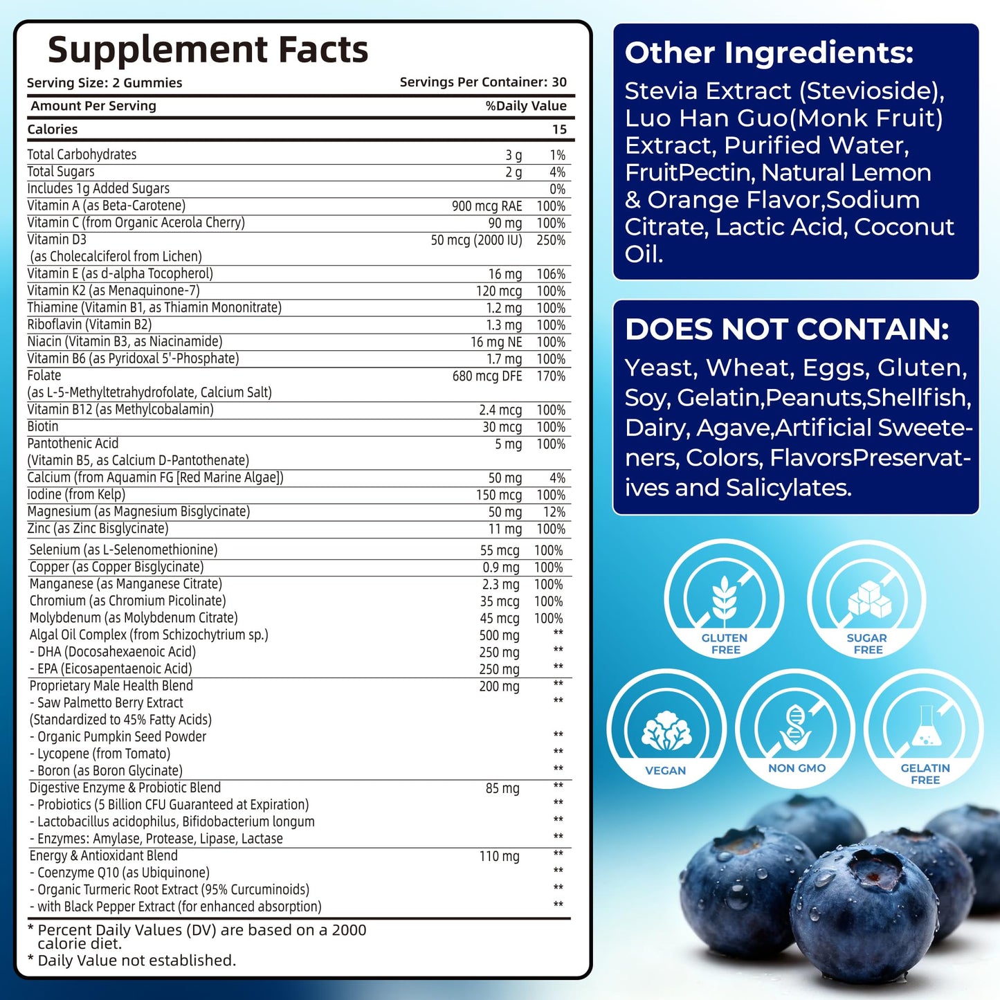 Mens Multivitamin Gummies for Men Daily - Zero Sugar Adult Gummy Vitamins with Saw Palmetto, Omega 3 DHA EPA, Probiotics 5B CFU, CoQ10, Turmeric Ginger for Prostate, Heart, Brain & Energy Support UtcilsBuy Supplements Australia