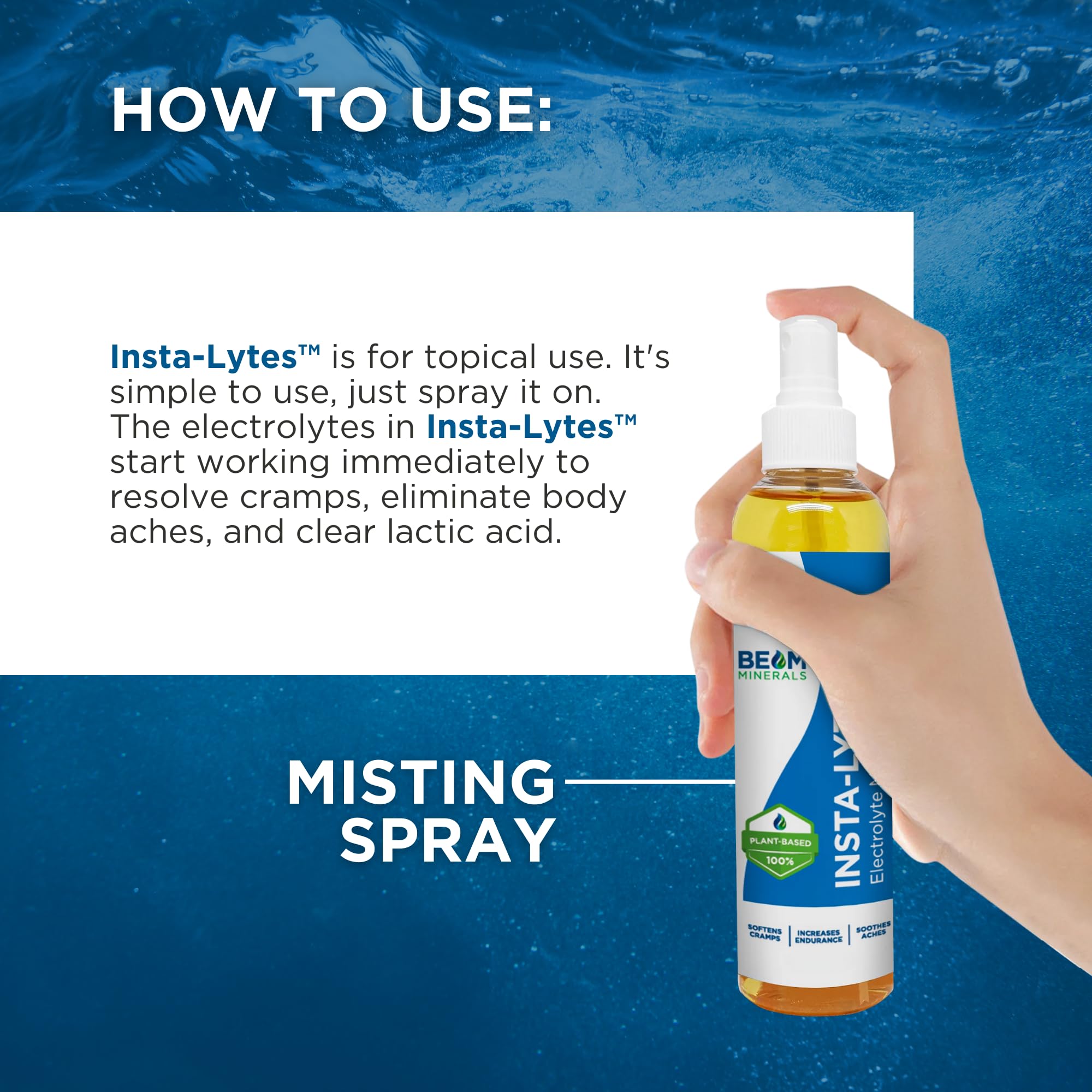 BEAM MINERALS Insta-Lytes | How to Stop Leg Cramps Immediately Electrolyte Misting Spray | Fulvic Acid Trace Minerals | Fast Micronutrients Supplements | 2 fl Oz BEAM MINERALSBuy Supplements Australia