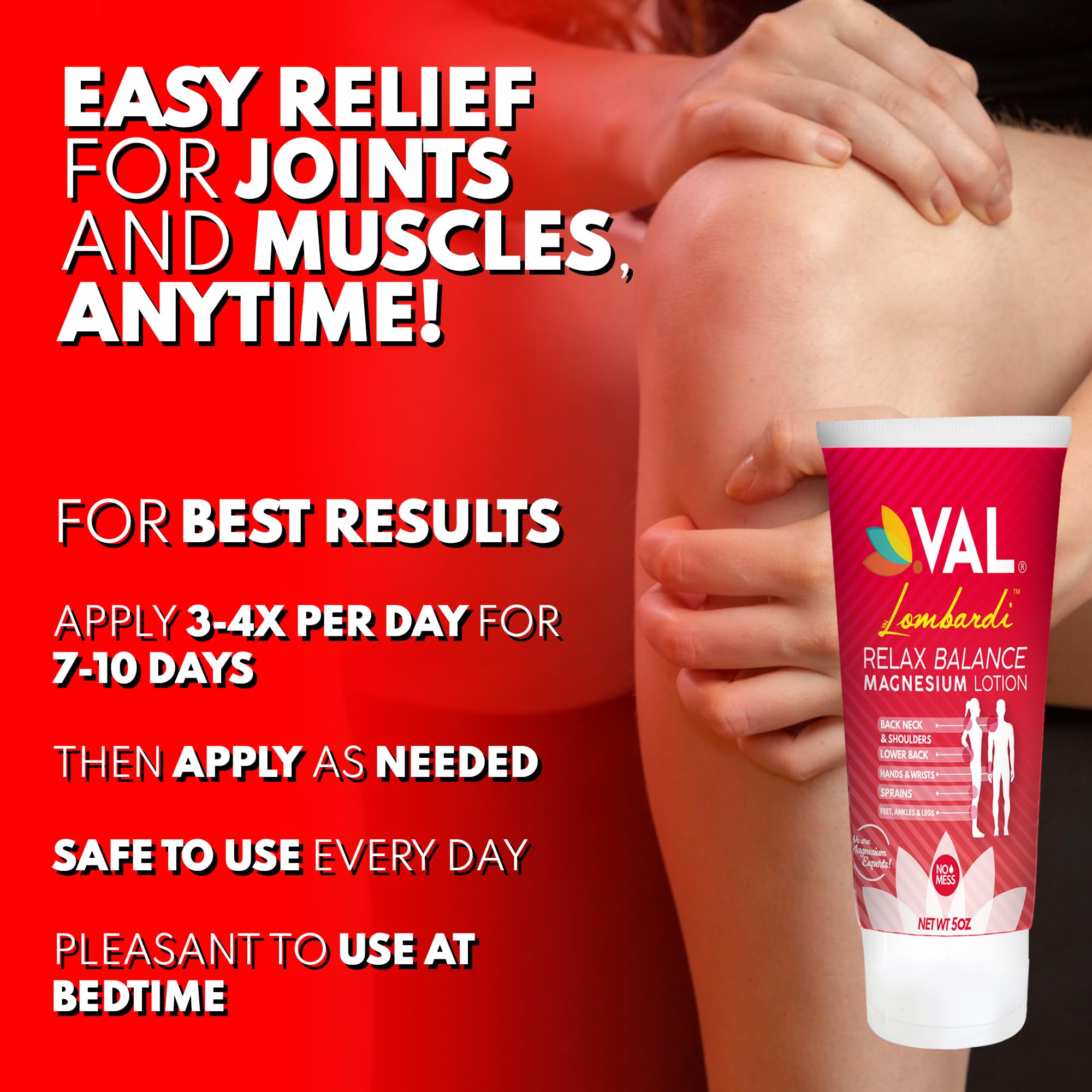 VAL Lombardi Relax Balance Magnesium Lotion | Arnica, Camphor & Menthol | Fast Relief for Joints, Muscles, Back, Shoulders, Feet | Non-Greasy | 5oz VALBuy Supplements Australia