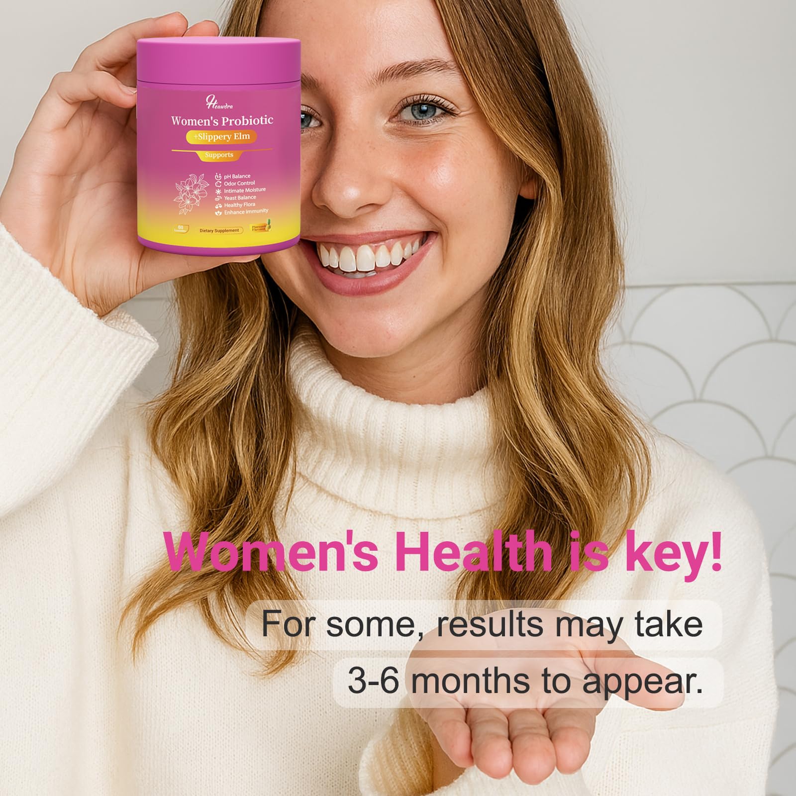 Her Juicy Women's Probiotic Gummies: Supports Women’s Wellness & pH Balance, Clean Vegan, Pineapple Flavor, Prebiotics & Lactobacillus Blend, with Slippery Elm, Gut Health & Immune Defense, 60 Gummies Heawdra buy supplements Au