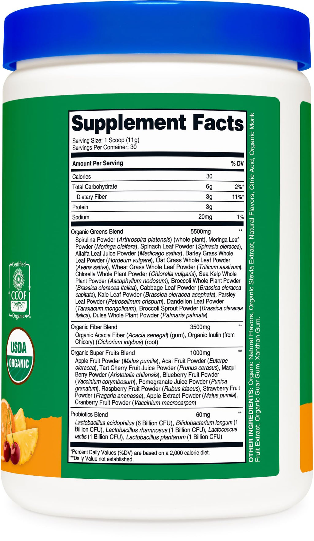 Nutricost Organic Super Greens Powder (30 Servings) Orange Sunrise Flavor - Superfood Supplement Drink Mix NutricostBuy Supplements Australia