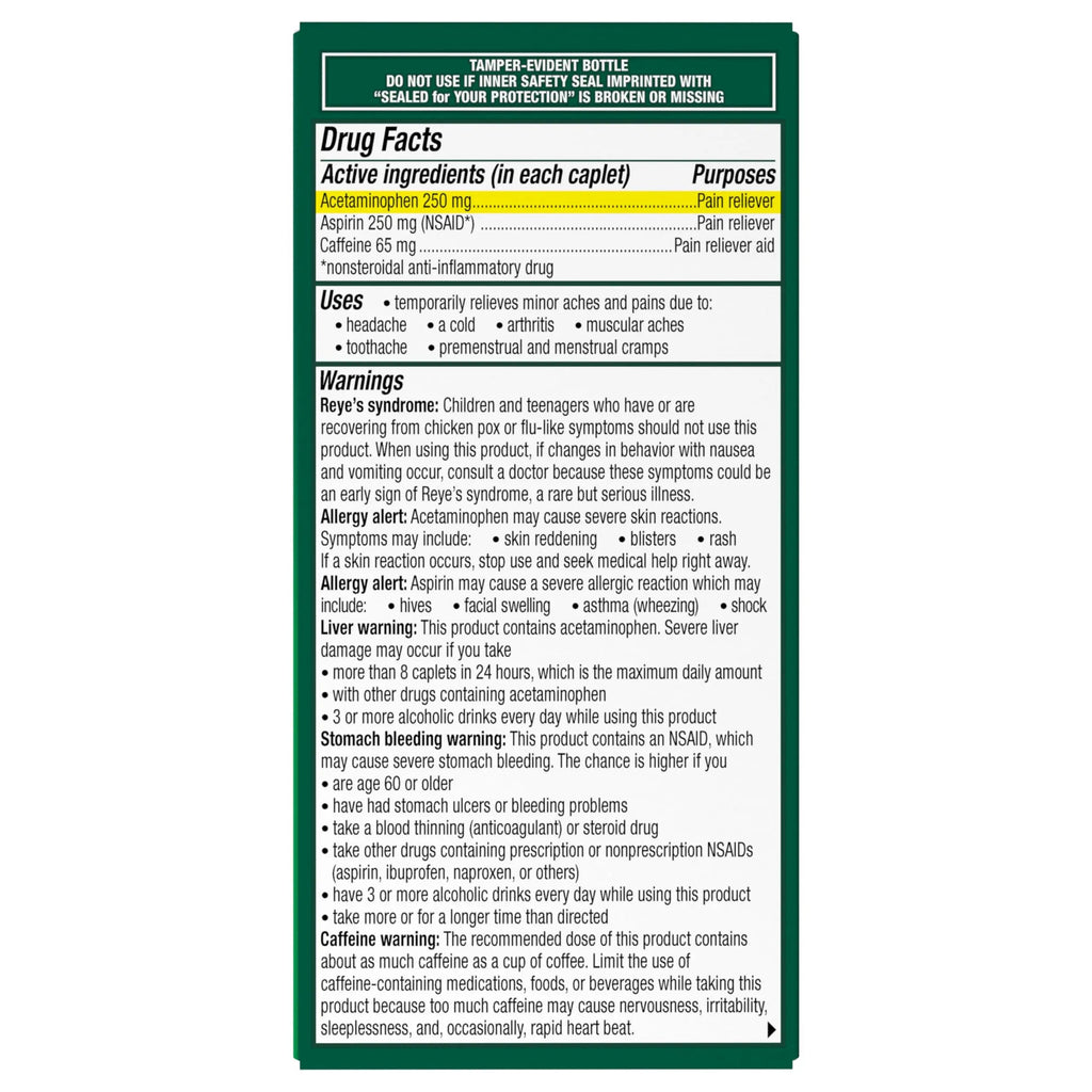 Excedrin Extra Strength Pain Relief Caplets – Headache Relief – 100 Count ExcedrinBuy Supplements Australia