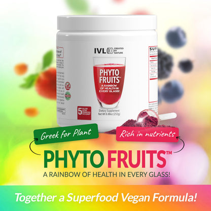 IVL - Phyto Fruits Superfood Powder - Support Energy - Digestive & Probiotic - Antioxidant - Vegan - 40 Fruits and Nutrients Plus 6 Probiotic Strains (30 Servings, 8.88 oz) IVLBuy Supplements Australia