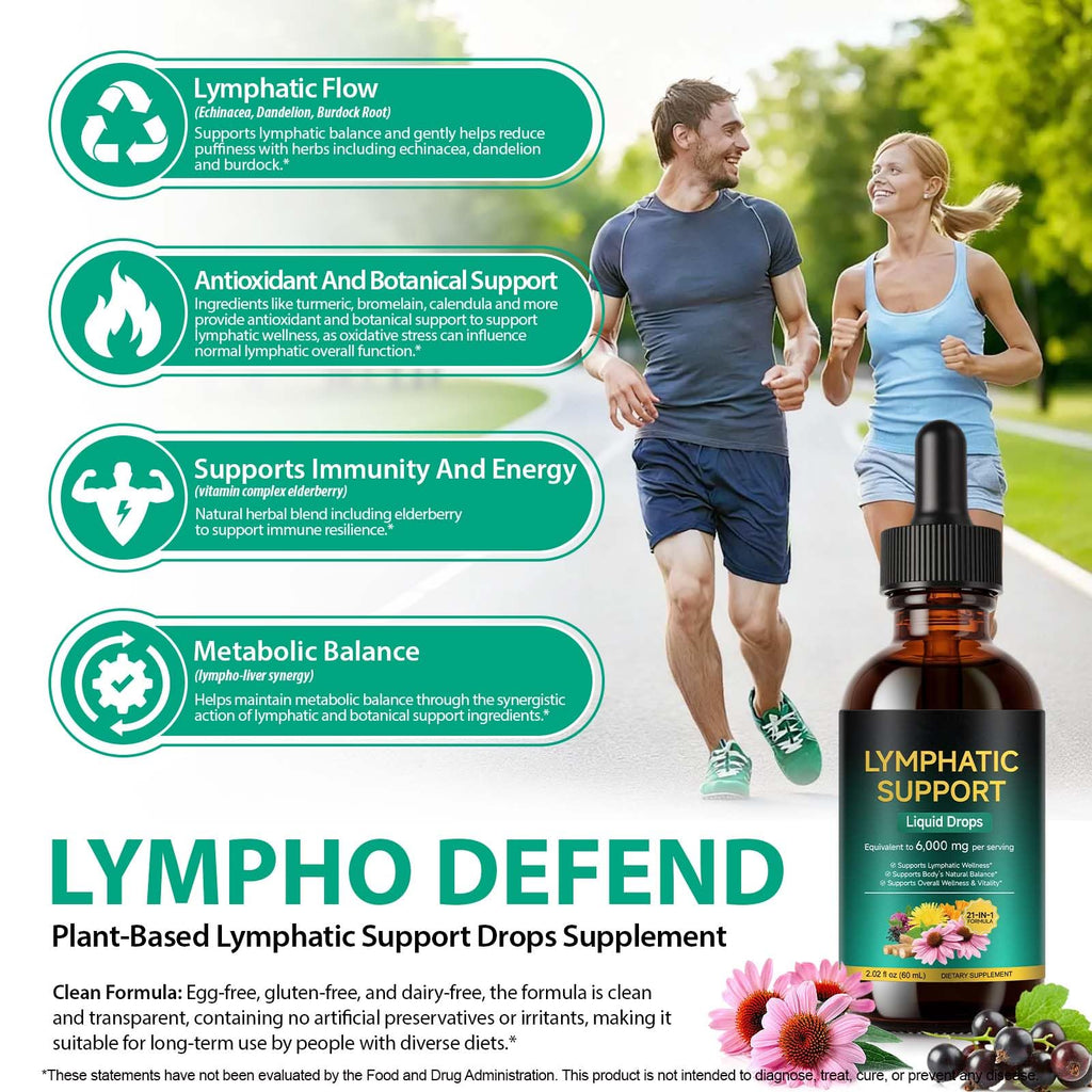 Lymphatic Drainage Drops 21-in-1 | 6000mg Herbal Blend | Lymph System Support Supplement | with Echinacea, Dandelion, Burdock, Calendula, Turmeric & More | for Women & Men | 60ml AEBEFBAW buy supplements Au