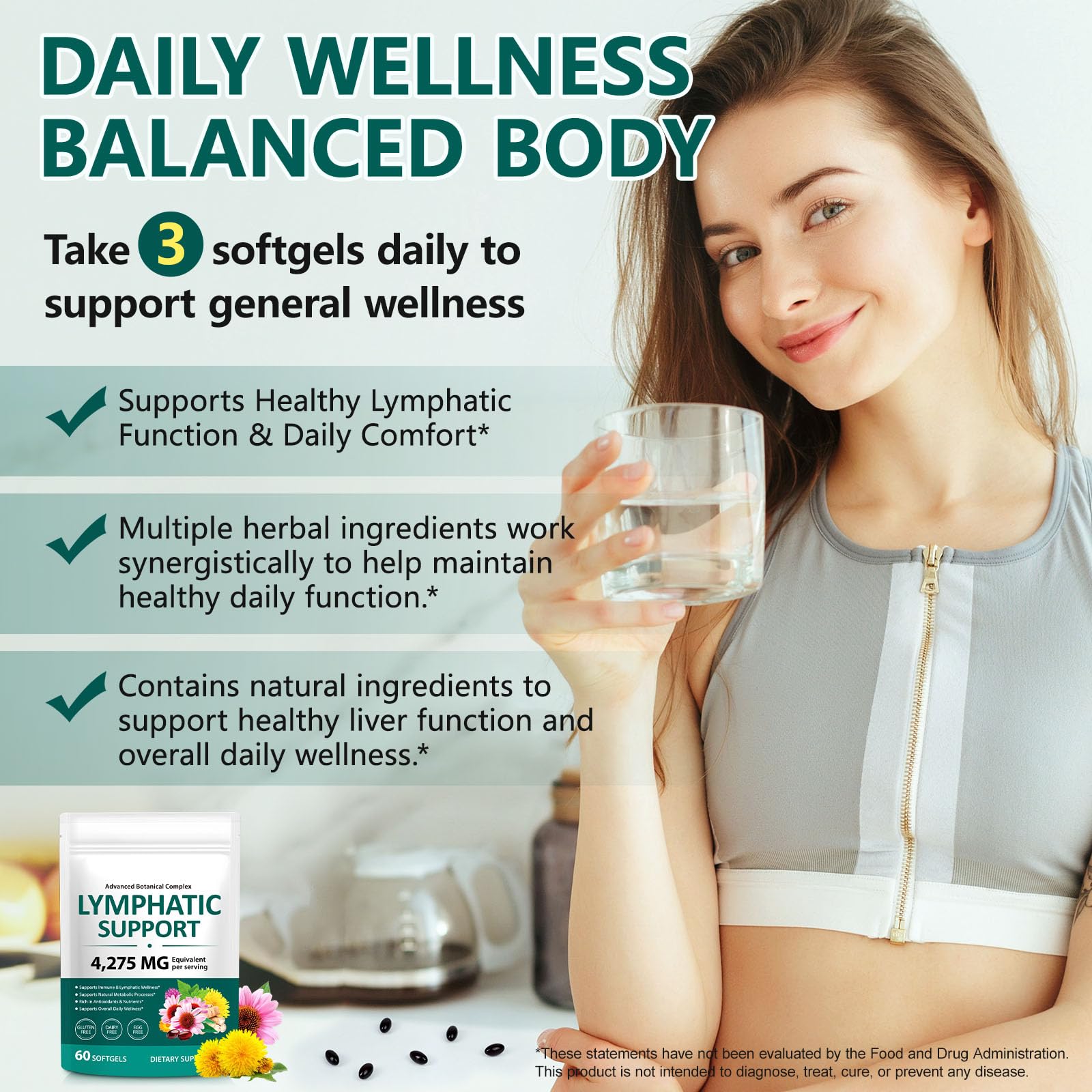 LTQXGT Lymphatic Support Supplement 60 Softgels– Advanced Botanical Complex with Echinacea, Dandelion & Elderberry – Antioxidant-Rich Daily Wellness Formula LTQXGT buy supplements Au
