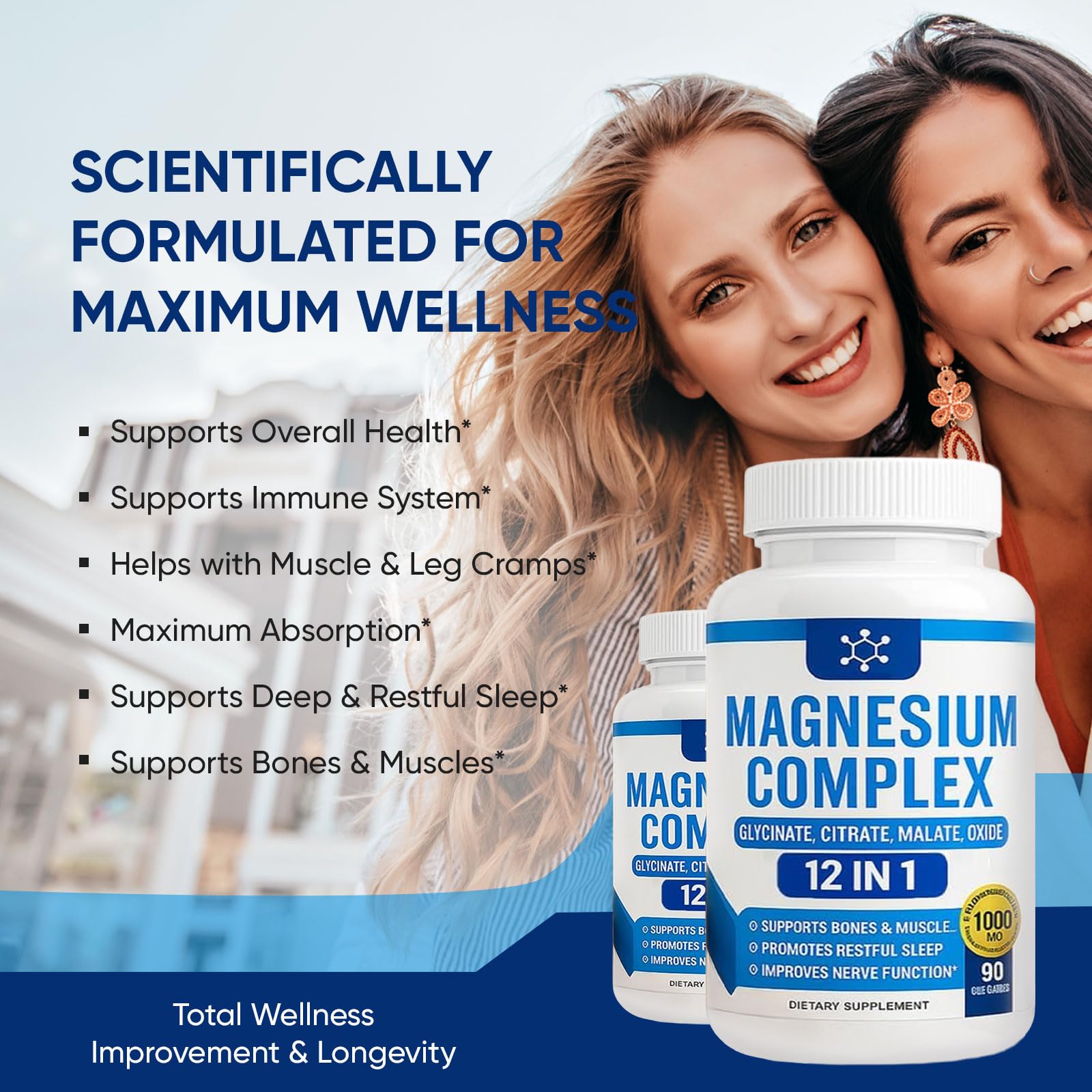 Nutrapure Magnesium Complex 7 Elemental Supplement - Magnesio Complex 1000mg Forms Including Glycinate, Citrate, Malate, Taurate Chelated | Energy Support | Vegan Non-GMO, 90 Capsules (2) WSJAWH buy supplements Au