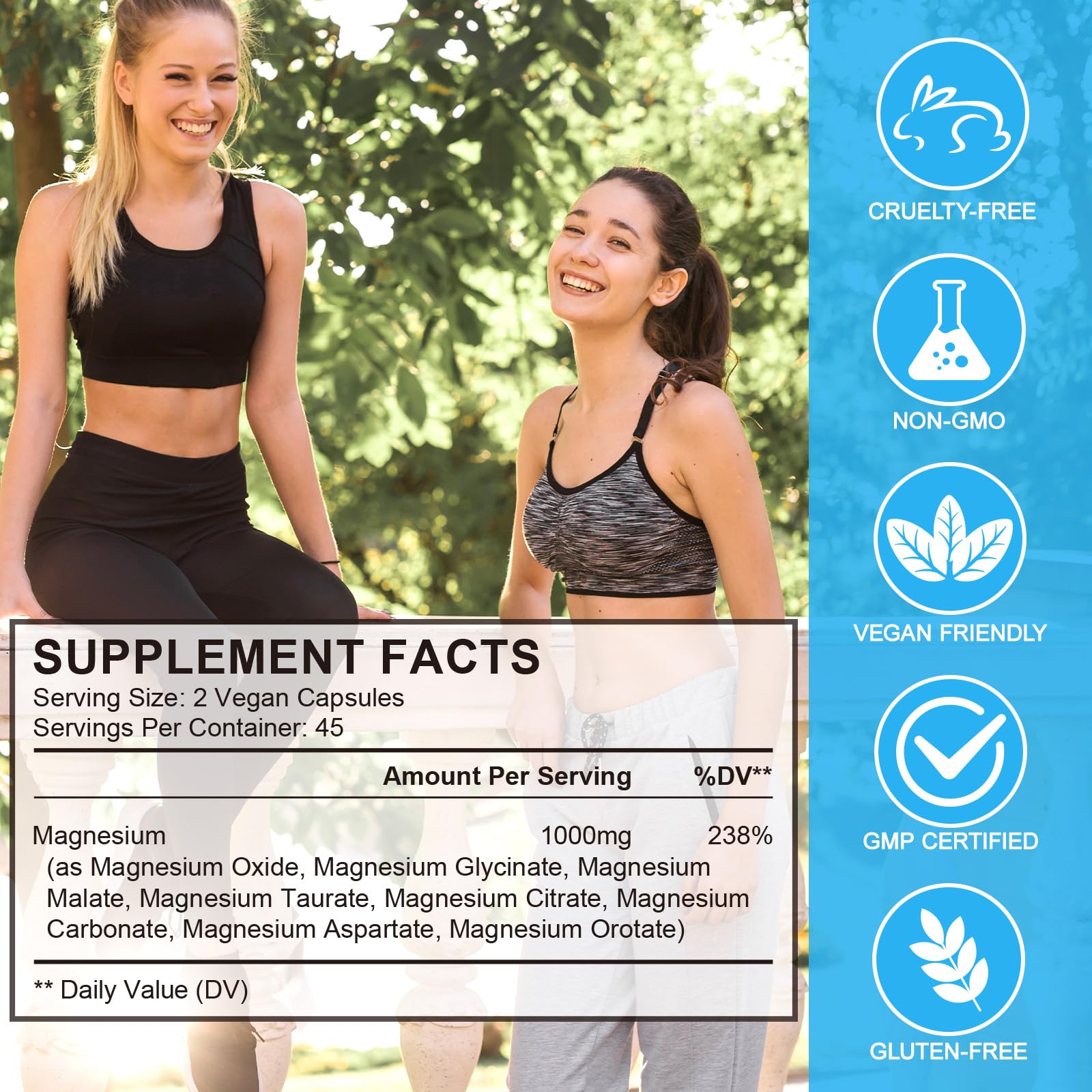 Magnesium Complex 8-in-1 High Potency with 8 Essential Forms, Vegan Capsules for Muscle, Nerve & Bowel Support, Relief Fatigue & Improve Sleep (90 Capsules) KITNOBLIS buy supplements Au