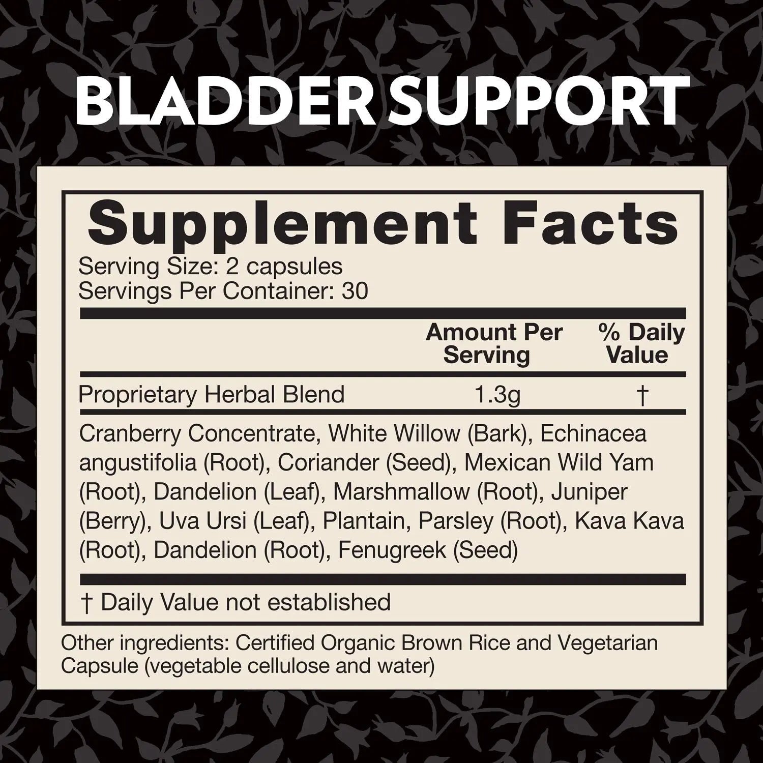 Crystal Star Bladder Support (60 Capsules) – Herbal Supplement for Healthy Bladder Function - Cranberry, Dandelion & Fenugreek - Helps Overactive Bladder and Incontinence - Non-GMO Crystal StarBuy Supplements Australia