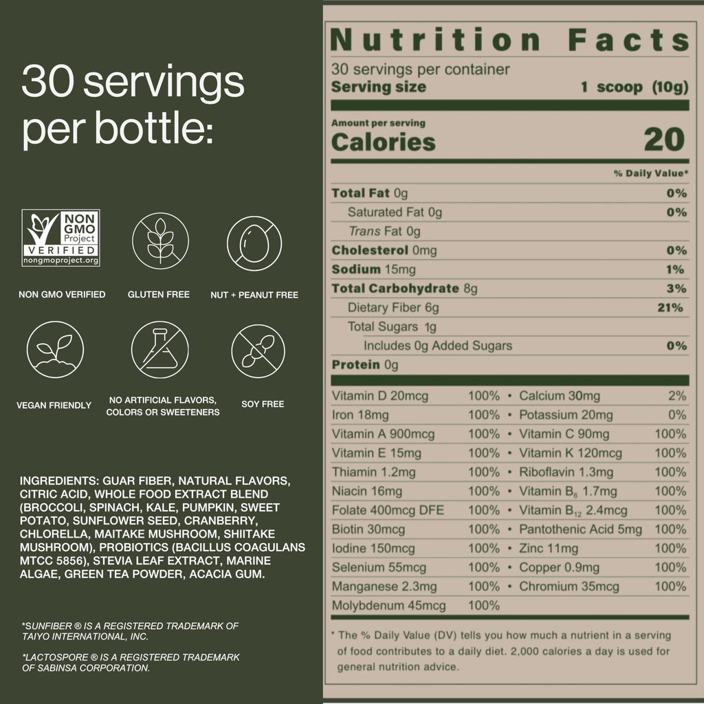 B.WILD Plant-Based Multivitamin Superfood Drink Mix – Refreshing Peach Green Tea with Vitamins, Minerals, Prebiotics & Probiotics for Gut Health & Daily Wellness – 30 Servings – Vegan, Gluten-Free B.WILDBuy Supplements Australia