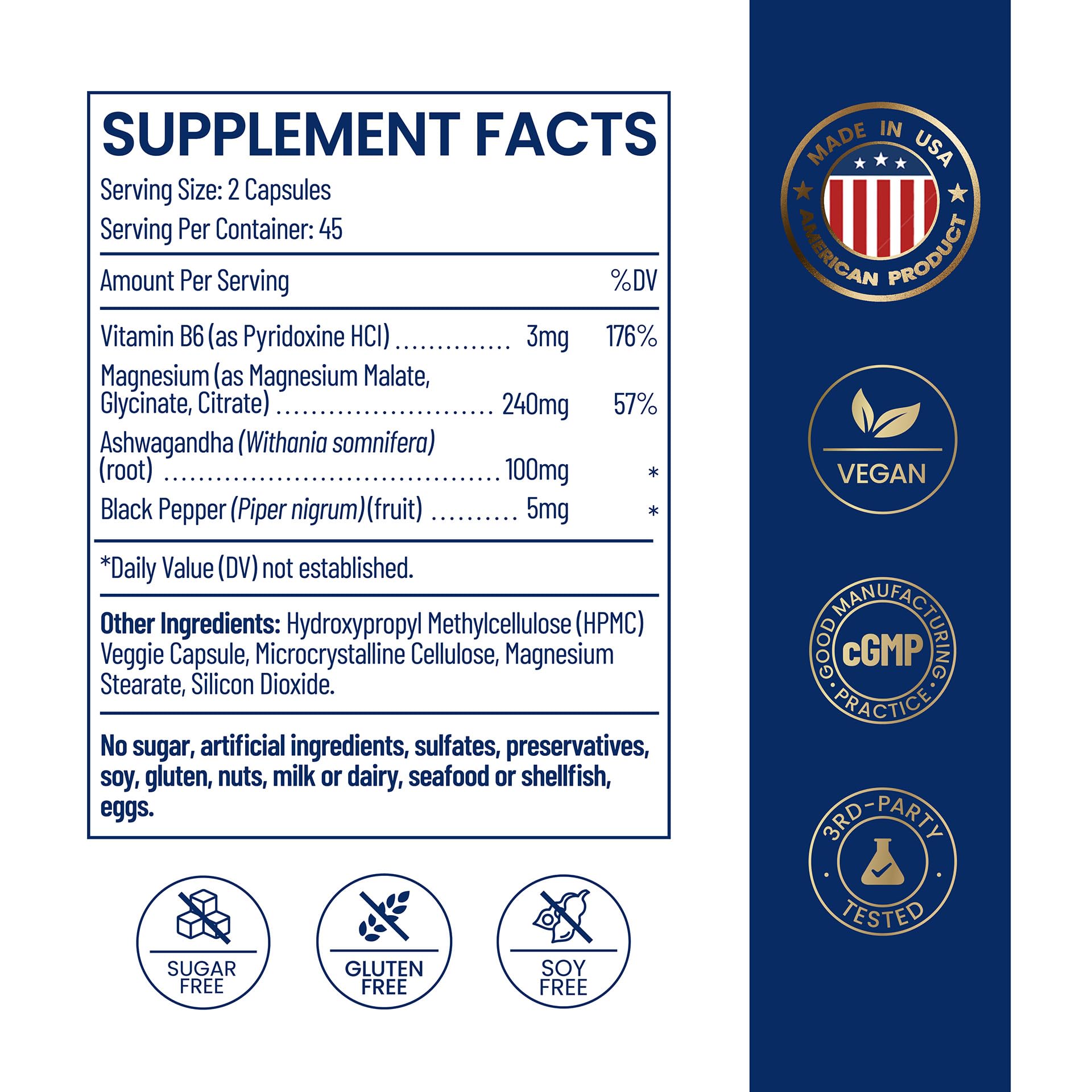 Magnesium Ashwagandha Complex | High-Absorption Multi Magnesium Supports Stress Relief, Sleep, Muscle & Heart Health | Vegan, Non-GMO, Gluten-Free, Made in USA, 90 Capsules((45-Day Supply) NEUMINA buy supplements Au