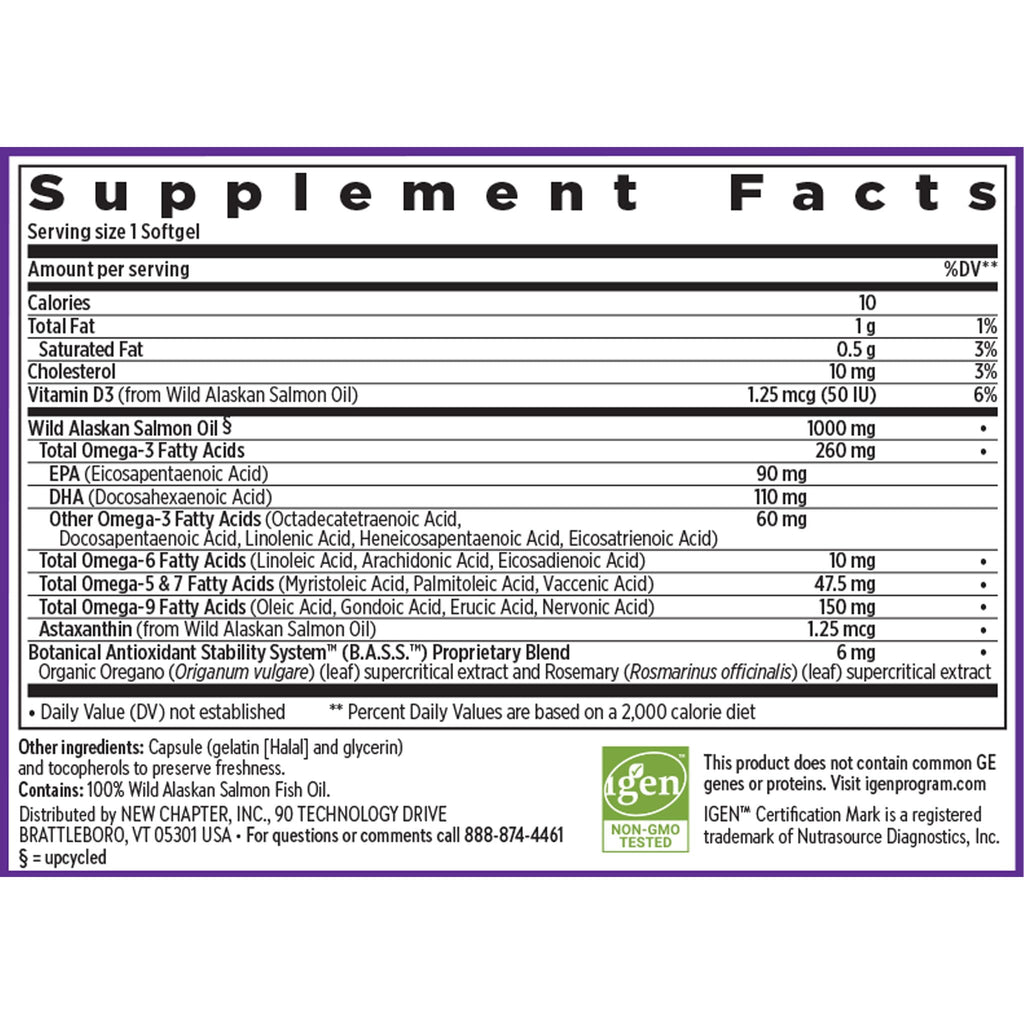 New Chapter Omega-3 Complex, 1000mg Softgels, Fish Oil Supplement Wild Alaskan Salmon for Heart, Brain, Eye, Joint & Skin Health Support - 30 Count New ChapterBuy Supplements Australia