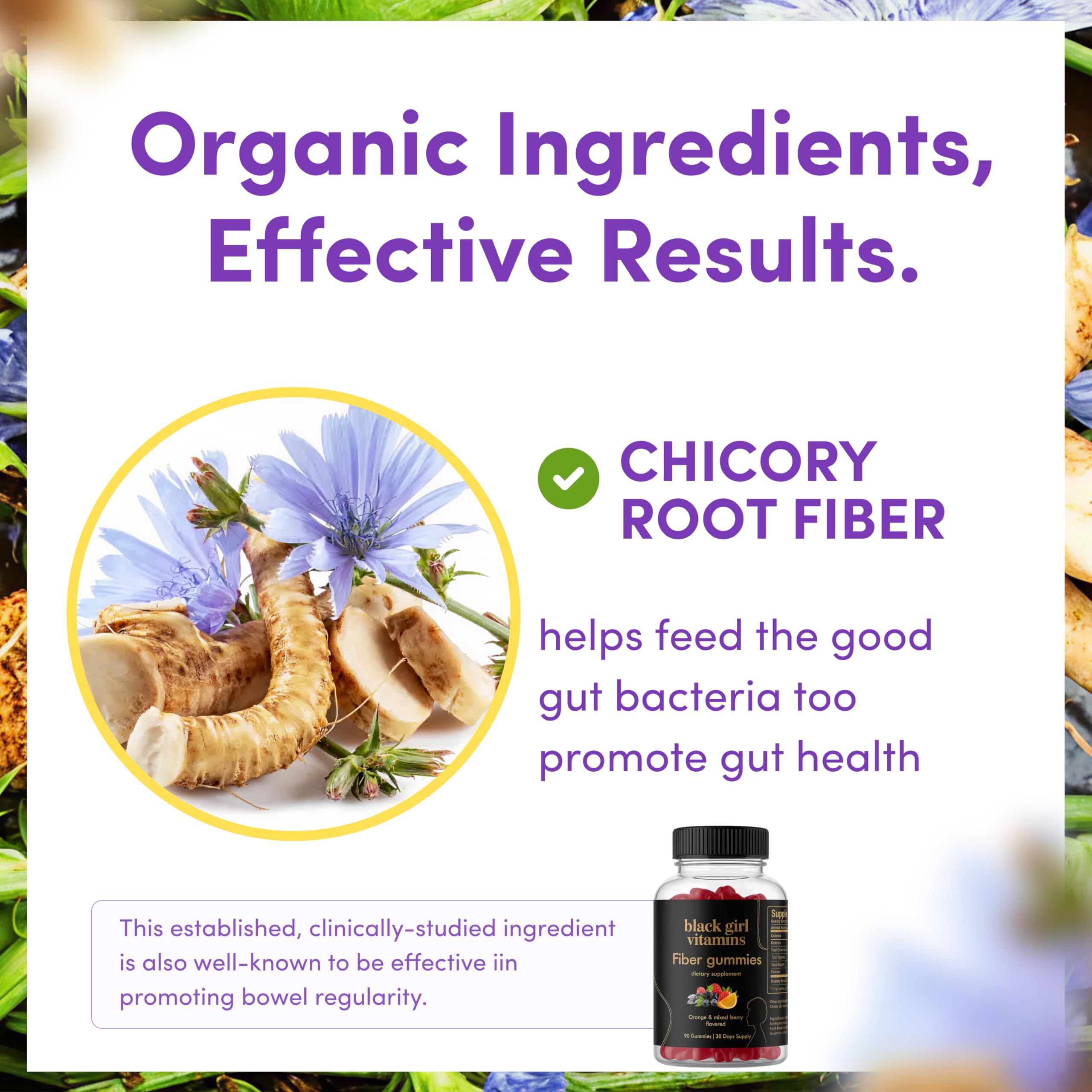 Black Girl Vitamins - Fiber Gummies - Prebiotic for Gut Health & Bloat Relief - Supports Digestion, Regularity & Microbiome Balance - Vegan, Gluten-Free, Halal