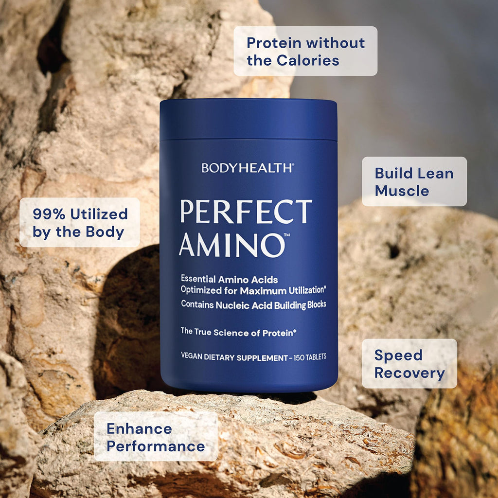 BodyHealth PerfectAmino, Essential Amino Acid with BCAAs + Lysine, Phenylalanine, Threonine, Methionine, Tryptophan, Supplement for Muscle Mass Production,
