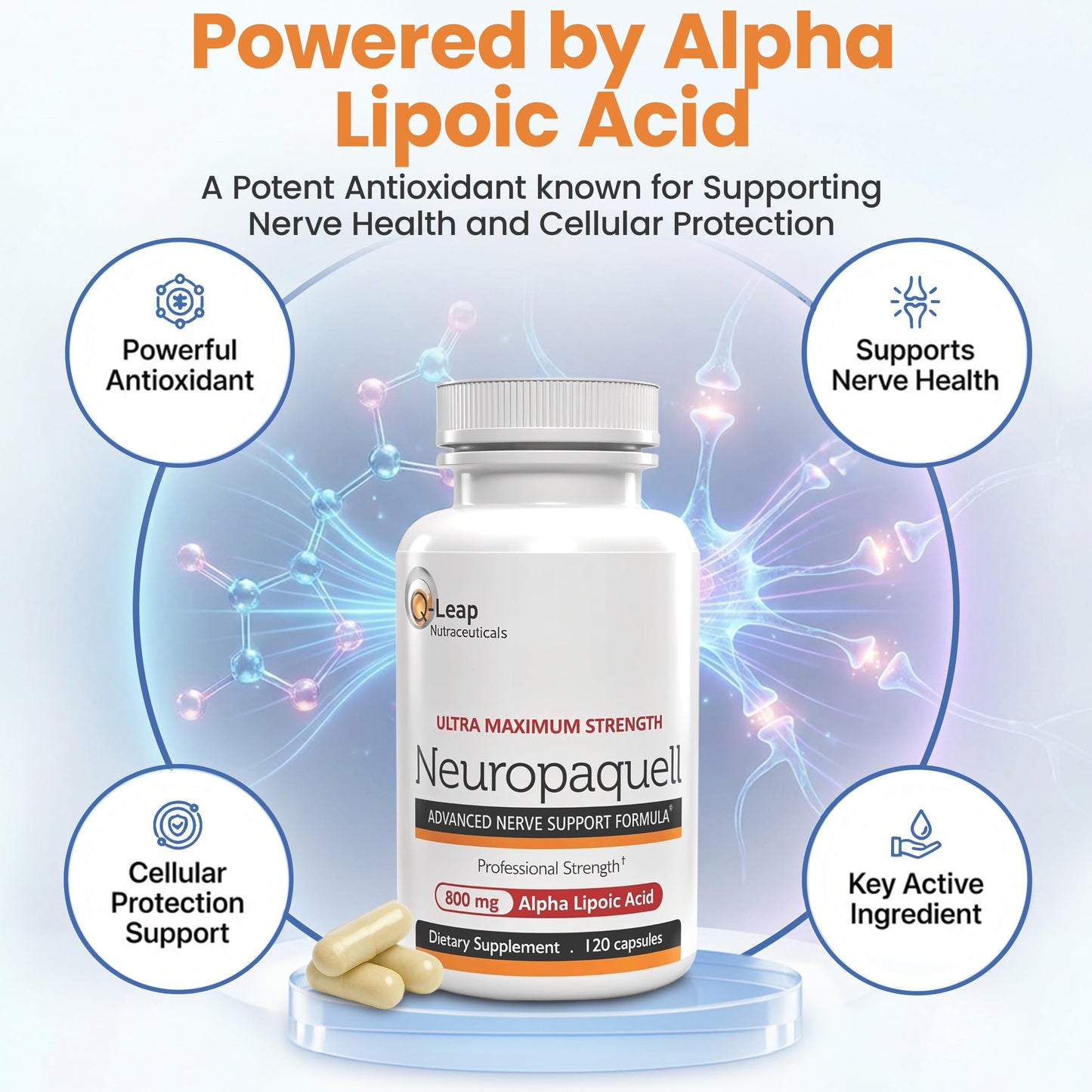 Platinum Health Alpha Lipoic Acid for Neuropathy Nerve Pain Support, Supplement, B Vitamins, L Arginine, All Natural Maximum Strength Neuropaquell for Discomfort in Feet, Hand, Toes,120 Capsules,800mg Platinum HealthBuy Supplements Australia