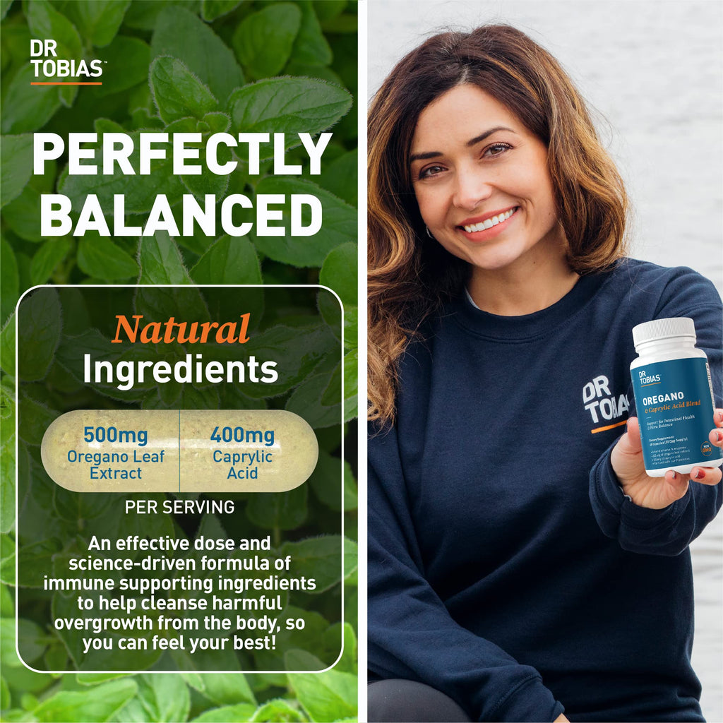 Dr. Tobias Lung Health and Oregano & Caprylic Acid Blend, Supports Lung Cleanse & Detox, Intestinal Health, Immune Support with Prebiotics & Herbs for Women & Men Dr. Tobias buy supplements Au