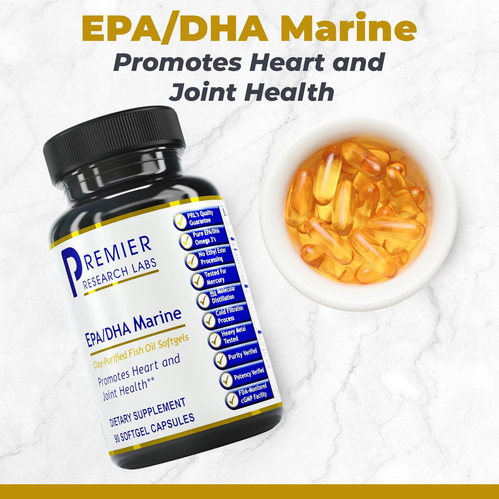 Premier Research Labs EPA DHA Marine Softgels - Omega 3 Fish Oil, EPA DHA Omega 3 Supplement, Fatty Acids for Women & Men, Natural - 90 Softgel Capsules Premier Research Labs buy supplements Au