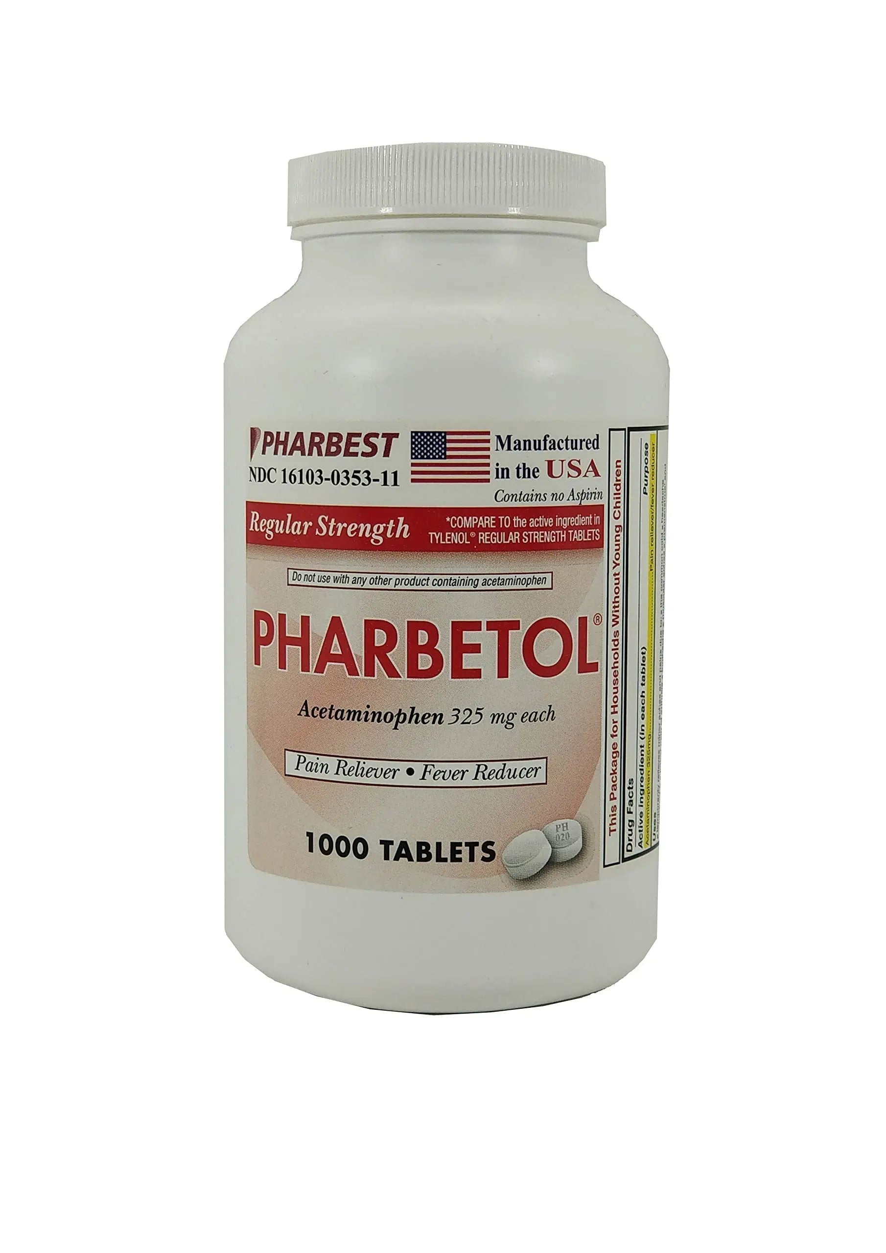 Pharbest Acetaminophen 325 mg 1000 Count Tablets HarbestBuy Supplements Australia