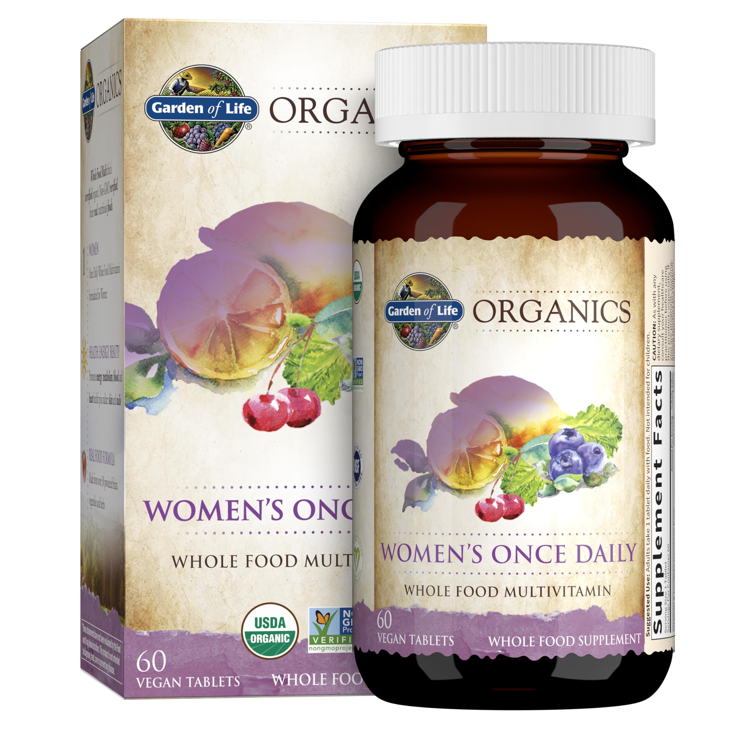 Garden of Life Organics Multivitamin for Women - Women's Once Daily Multi - Whole Food Multi with Iron, Biotin, Vegan Organic Womens Multivitamin for Health