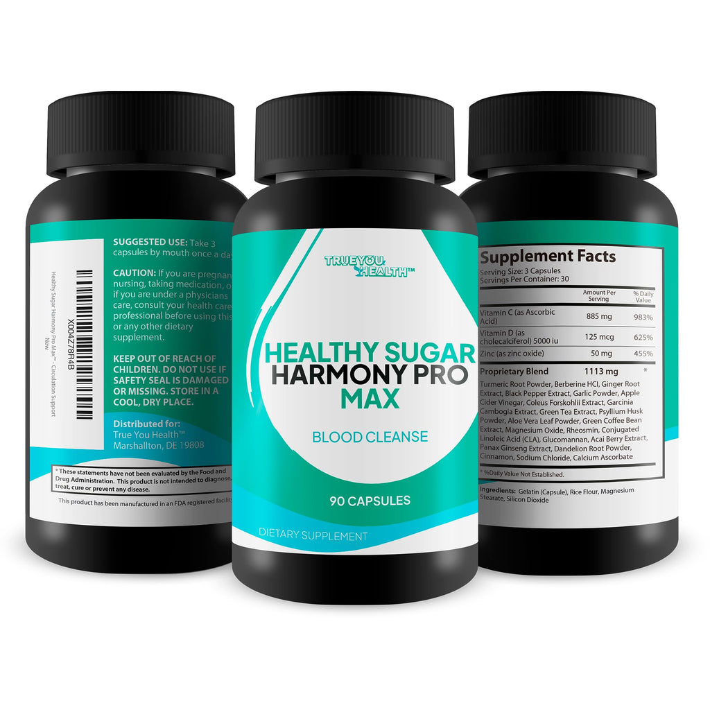 Healthy Sugar Harmony Pro Max - Our Best Blood Cleansing Formula - Support Healthy Sugar Balance & Immune Health with This Premium Blood Support Supplement - Bloodflow & Cardiovascular Support True You Health buy supplements Au