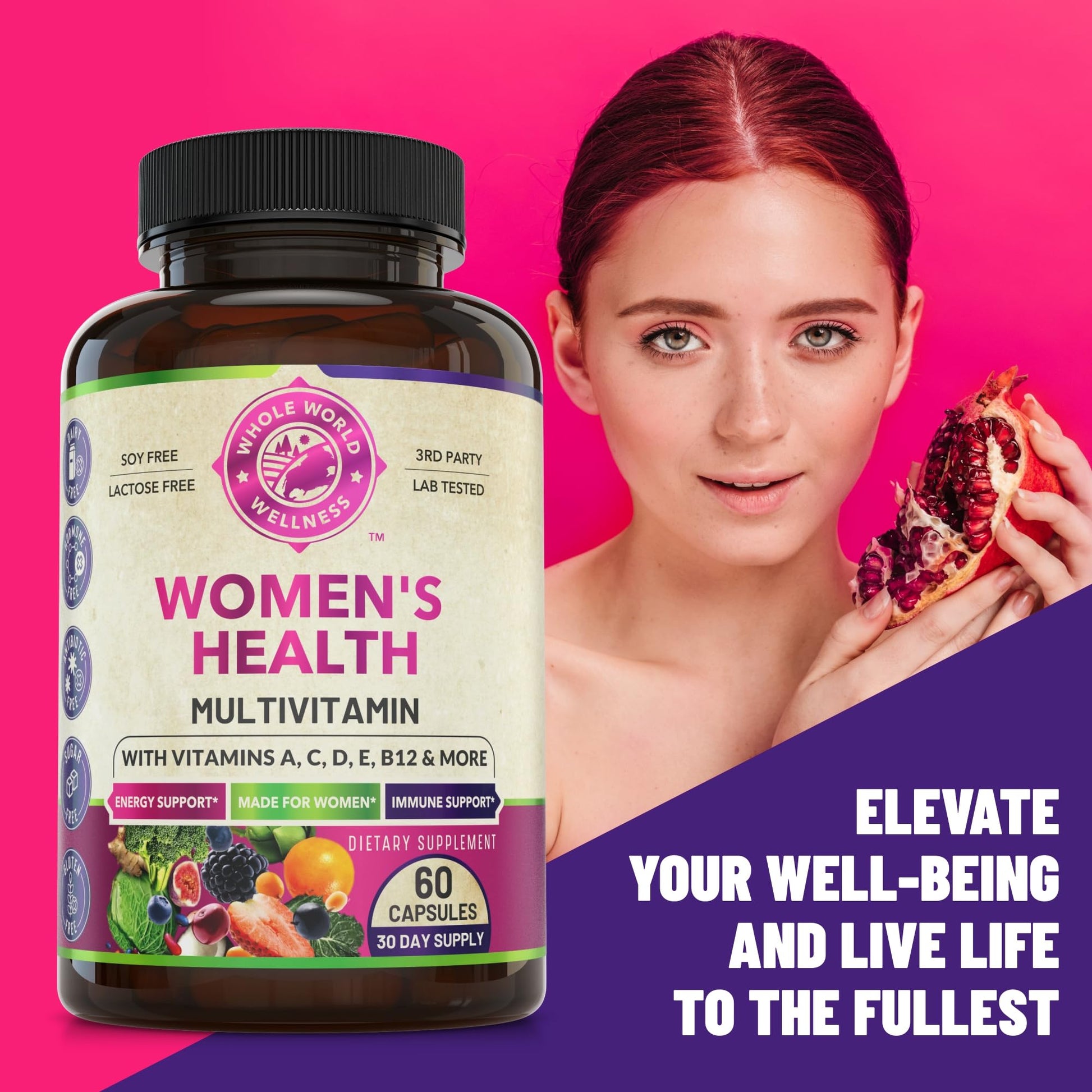Womens Daily Multivitamins & Mens Daily Multivitamins Bundle (One Bottle Each) - Supports Holistic Wellness, Including Energy & Focus. Multivitamin & Multimineral Blend. Made in The USA. WHOLE WORLD WELLNESS buy supplements Au