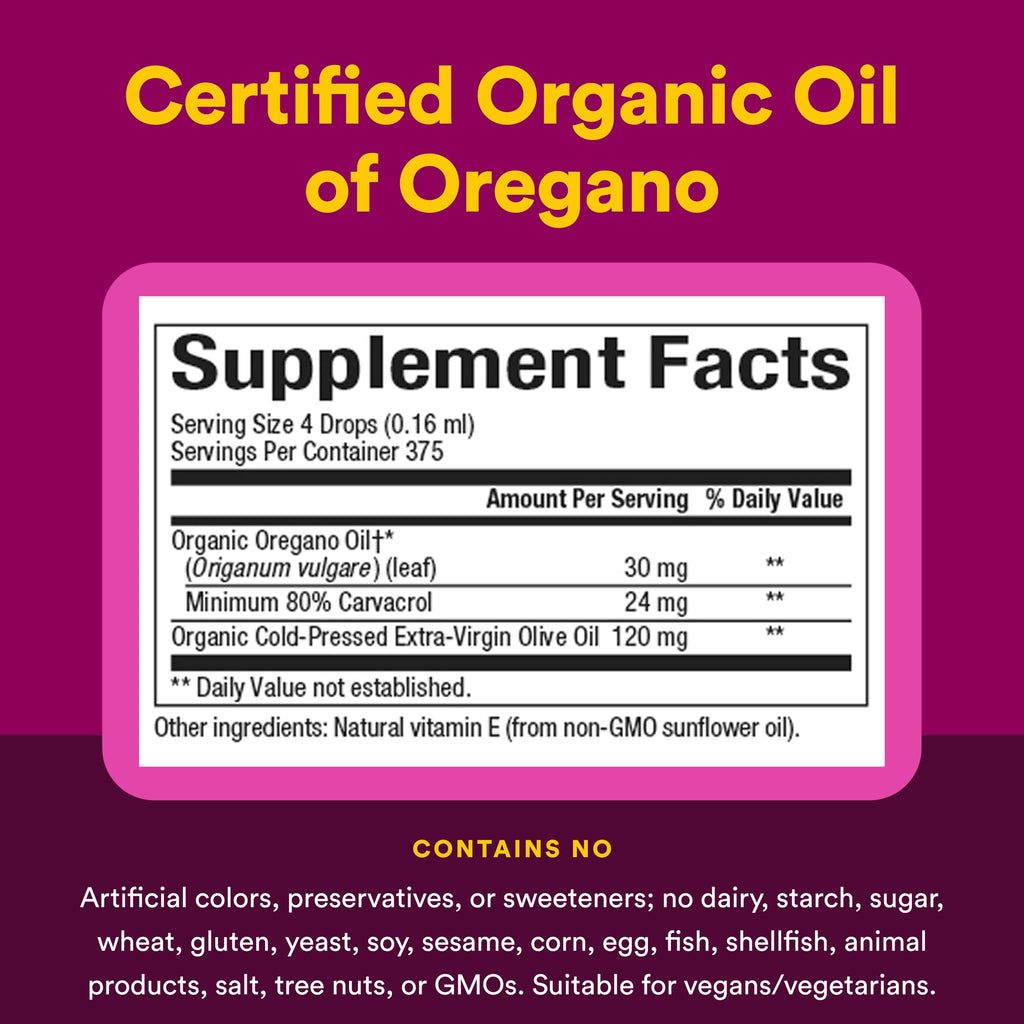Natural Factors Oil of Oregano - Liquid Antioxidant Support Supplement for Immune Support - Easy Swallow Health Supplement