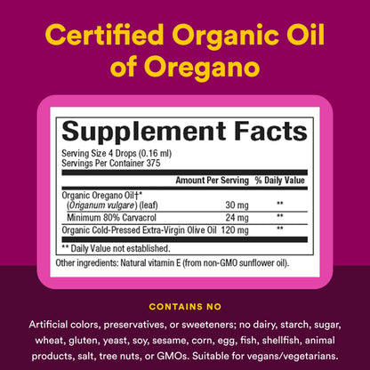Natural Factors Oil of Oregano - Liquid Antioxidant Support Supplement for Immune Support - Easy Swallow Health Supplement