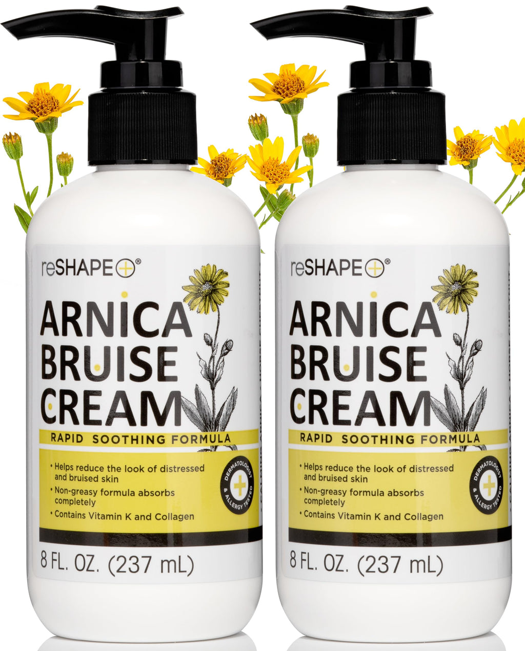 Reshape+ Arnica Bruise Relief Topical Cream For Bruising, Swelling, & Discoloration On Skin, Natural Skin Care Homeopathic Arnica Lotion W/Vitamin K, Horse Chestnut, & Collagen, 8 Fl Oz (2-Pack) Reshape+Buy Supplements Australia