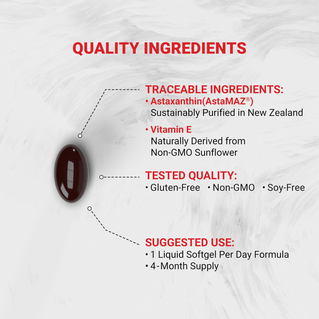 Naturalis New Zealand Astaxanthin (12mg) | Enhanced with Natural Vitamin E | Non-GMO, Soy & Gluten Free | 120 Softgels (4 Month Supply) NaturalisBuy Supplements Australia