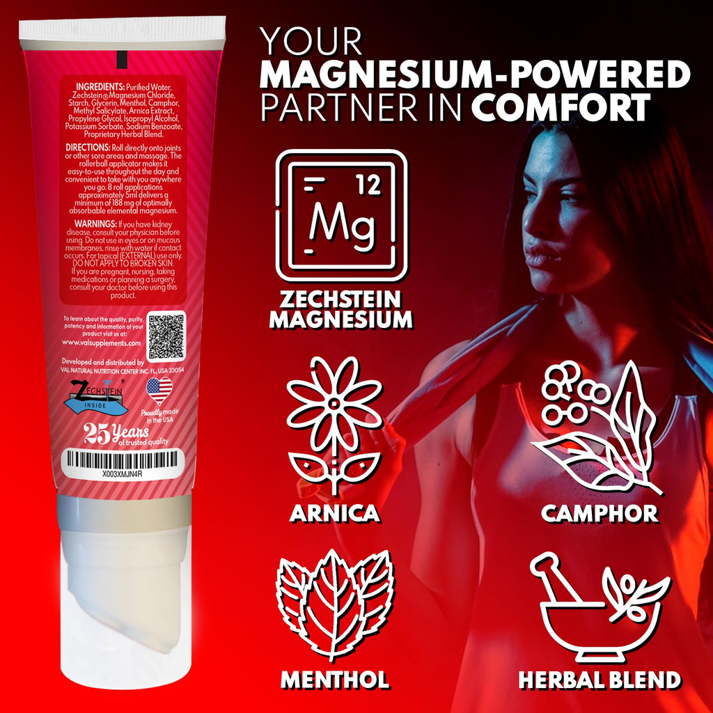 VAL Lombardi Relax Balance Magnesium Rollerball | Zechstein Magnesium + Herbal Extracts | Joint & Muscle Relief for Neck, Back, Legs | No Mess, Non-Greasy | 4oz VALBuy Supplements Australia