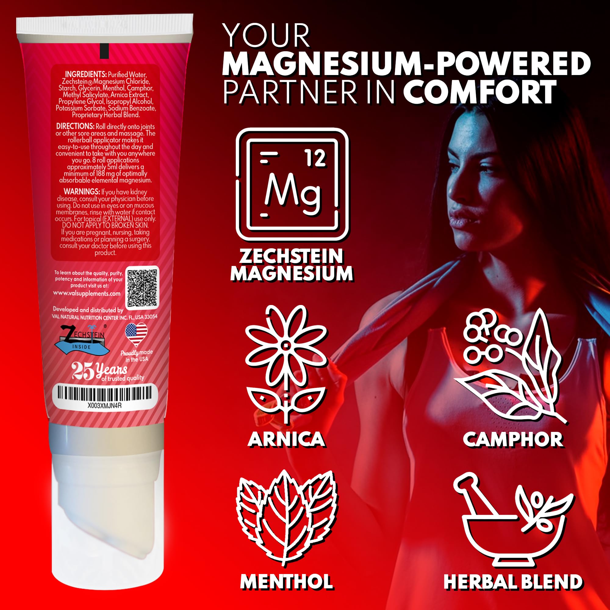VAL Lombardi Relax Balance Magnesium Rollerball | Zechstein Magnesium + Herbal Extracts | Joint & Muscle Relief for Neck, Back, Legs | No Mess, Non-Greasy | 4oz VALBuy Supplements Australia