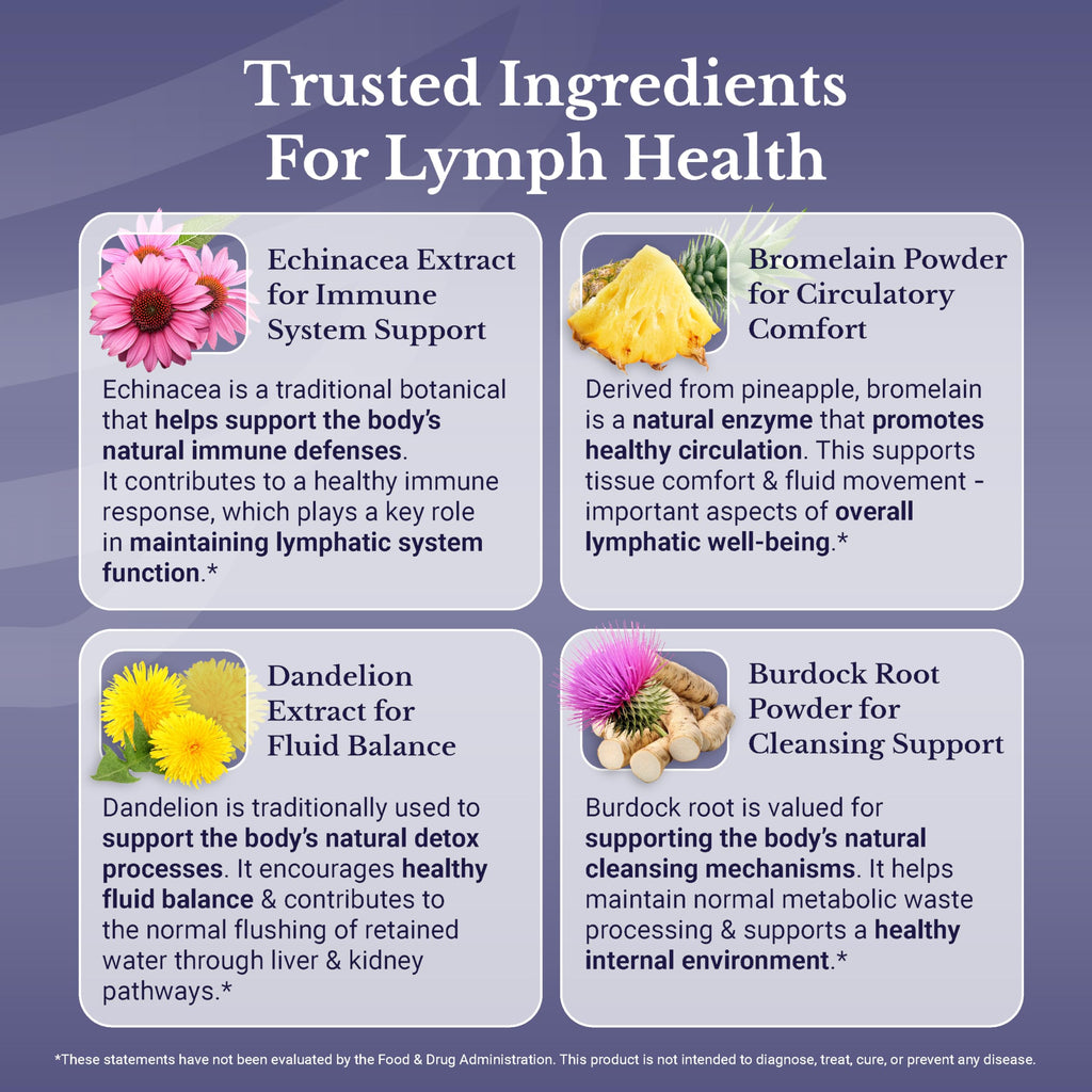 NATION HEALTH MD Lymph MD - Lymphatic Drainage Supplement - with Bromelain, Echinacea, Burdock Root, Dandelion, Rutin, Kelp & More - Lymph System Support for Women & Men - 60 Capsules NATION HEALTH MD buy supplements Au