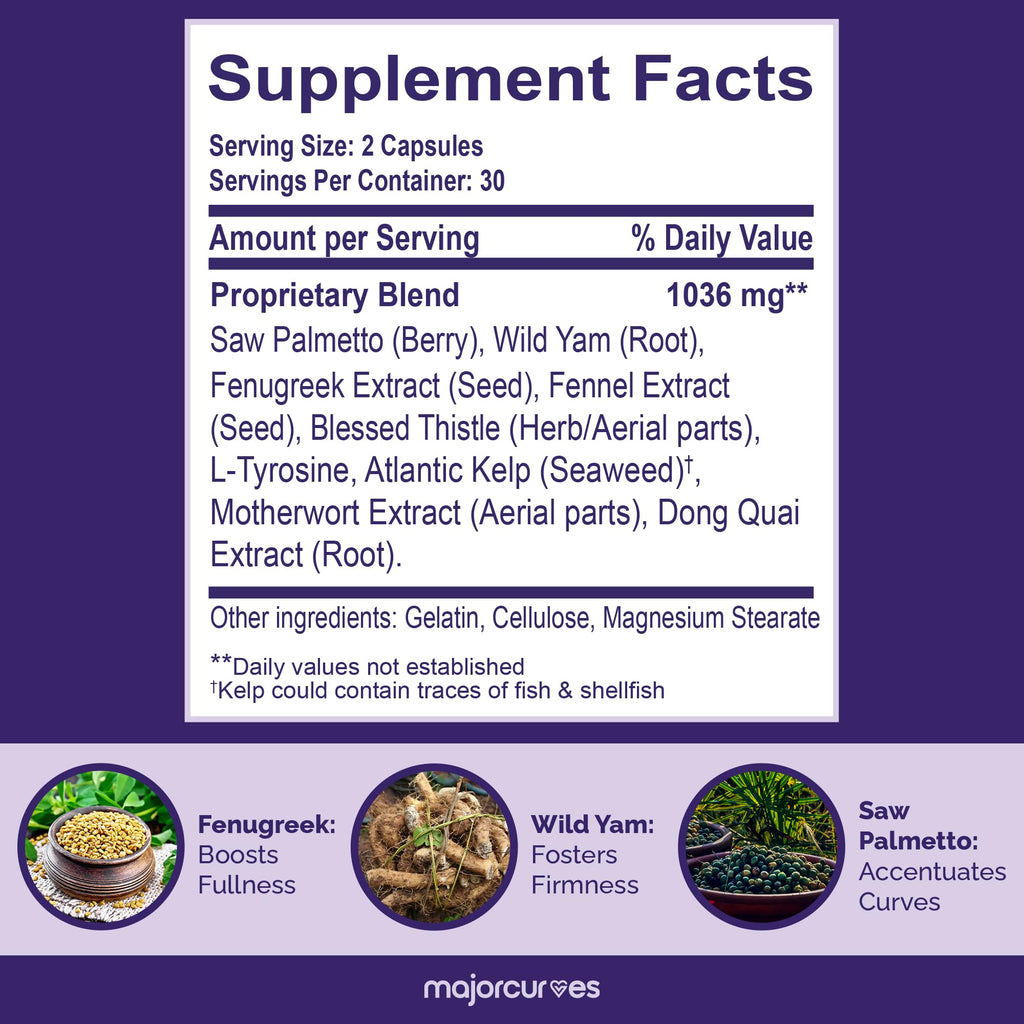 Major Curves Bum Booster Pills – Butt Enhancement for Women, Booty Growth Capsules for Bigger Bum, Curvier Hips and Glutes, Natural Brazilian Butt Lift Alternative with Fenugreek and Wild Yam Major CurvesBuy Supplements Australia