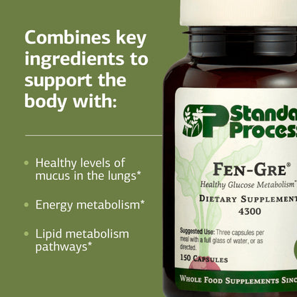 Standard Process Fen-Gre - Supports Respiratory Support & Healthy Metabolism - Aids Healthy Levels of Mucus & Phlegm - Supports Lung Health & Bronchial Tubes - Gluten-Free & Non-Dairy - 150 Capsules Standard Process Inc.Buy Supplements Australia