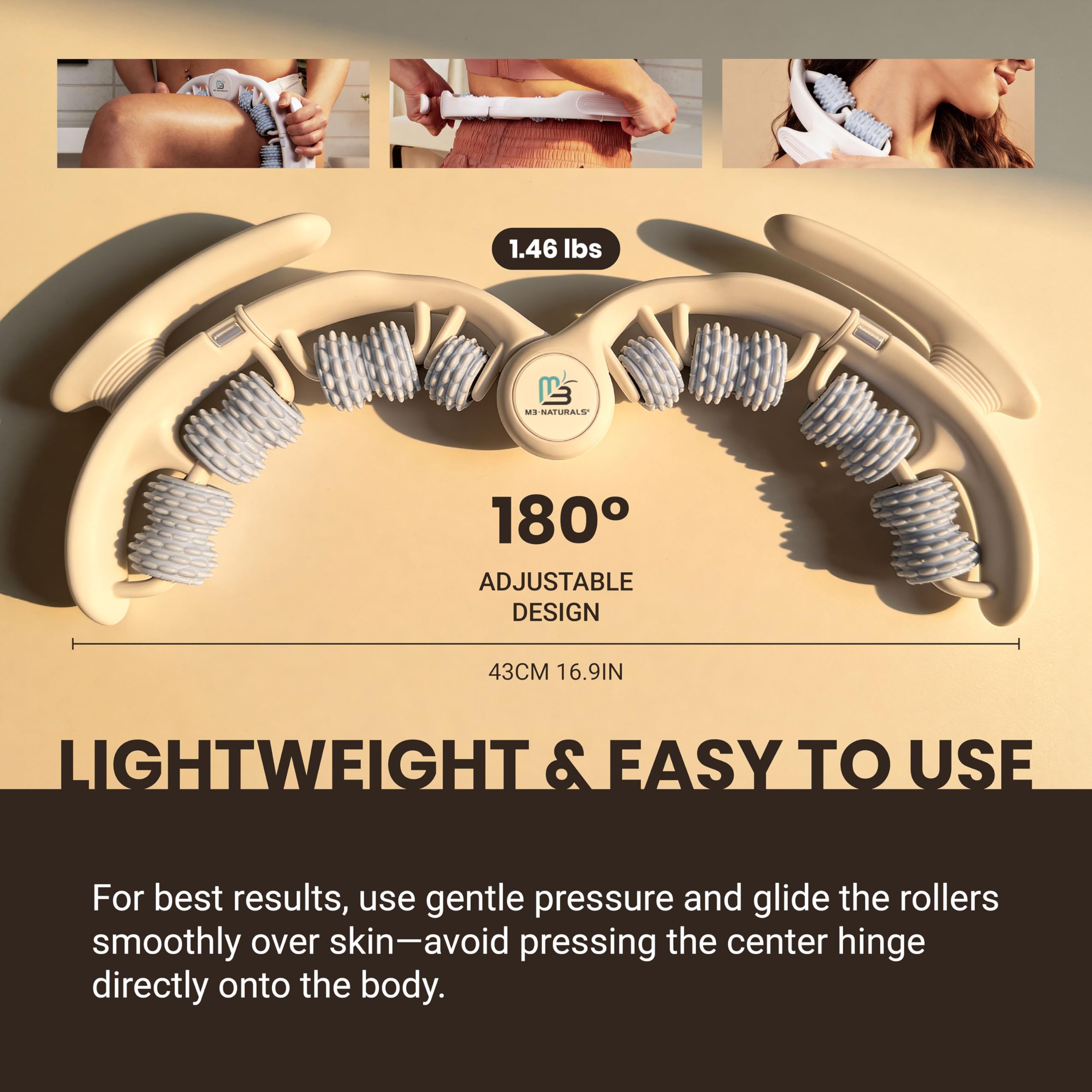 Anti Cellulite Roller & Lymphatic Drainage Massager | Fascia Blaster for Contoured & Smoother Skin | Tool for Sore Arms, Legs, Stomach & Buttocks by M3 – Multicolor M3 Naturals buy supplements Au