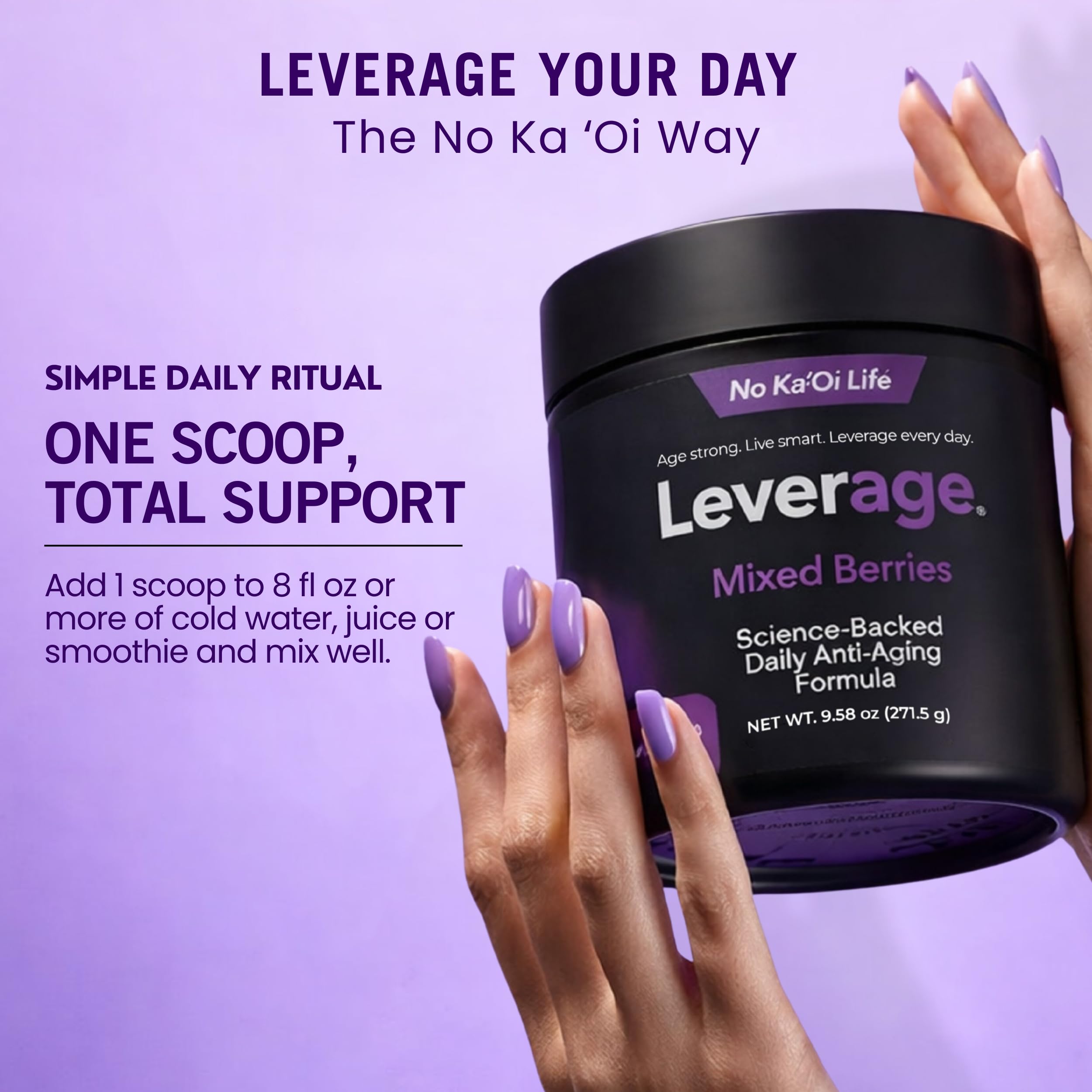 Leverage Mixed Berries Anti–Aging Supplement & Longevity Mix - Daily Wellness Multivitamin Powder with Hyaluronic Acid, L-Glycine & Magnesium for Skin, Energy, Cognitive Function & Joint–30 Servings LeverageBuy Supplements Australia