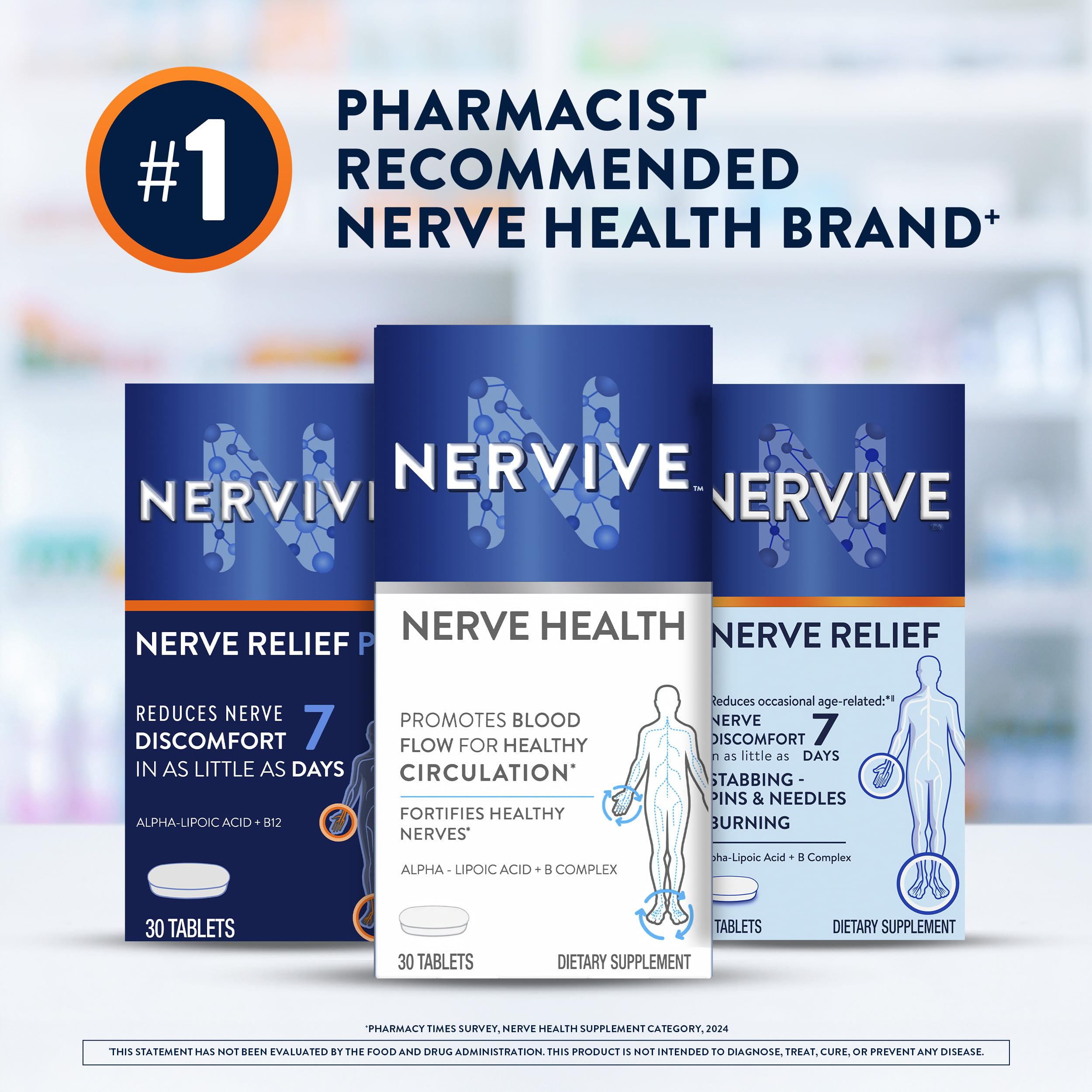 Nervive Nerve Health, Alpha Lipoic Acid, Fortify Nerve Health, Healthy Nerve Function, Healthy Blood Circulation, Supplement, Tablet, 60 Tablets NerviveBuy Supplements Australia