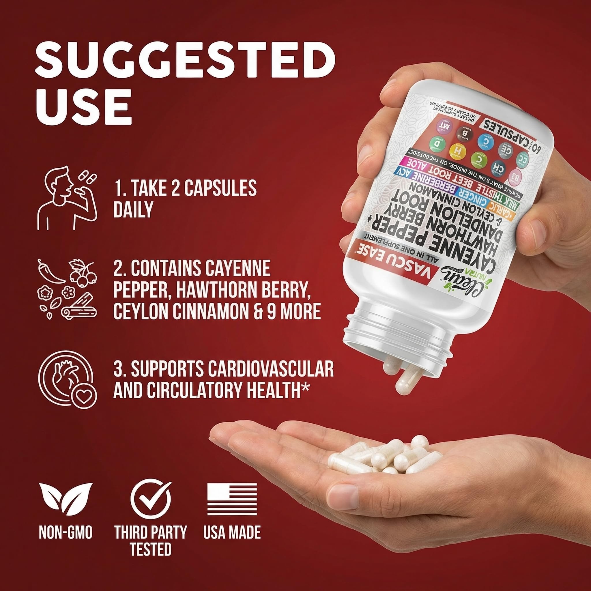 Clean Nutra Cayenne Pepper Capsules Supplement with Hawthorn Berry, Dandelion Root, Ceylon Cinnamon, Garlic, Ginger, Berberine, Apple Cider Vinegar, Milk Thistle, Beet Root, Aloe Vera Pills & More Clean Nutraceuticals buy supplements Au