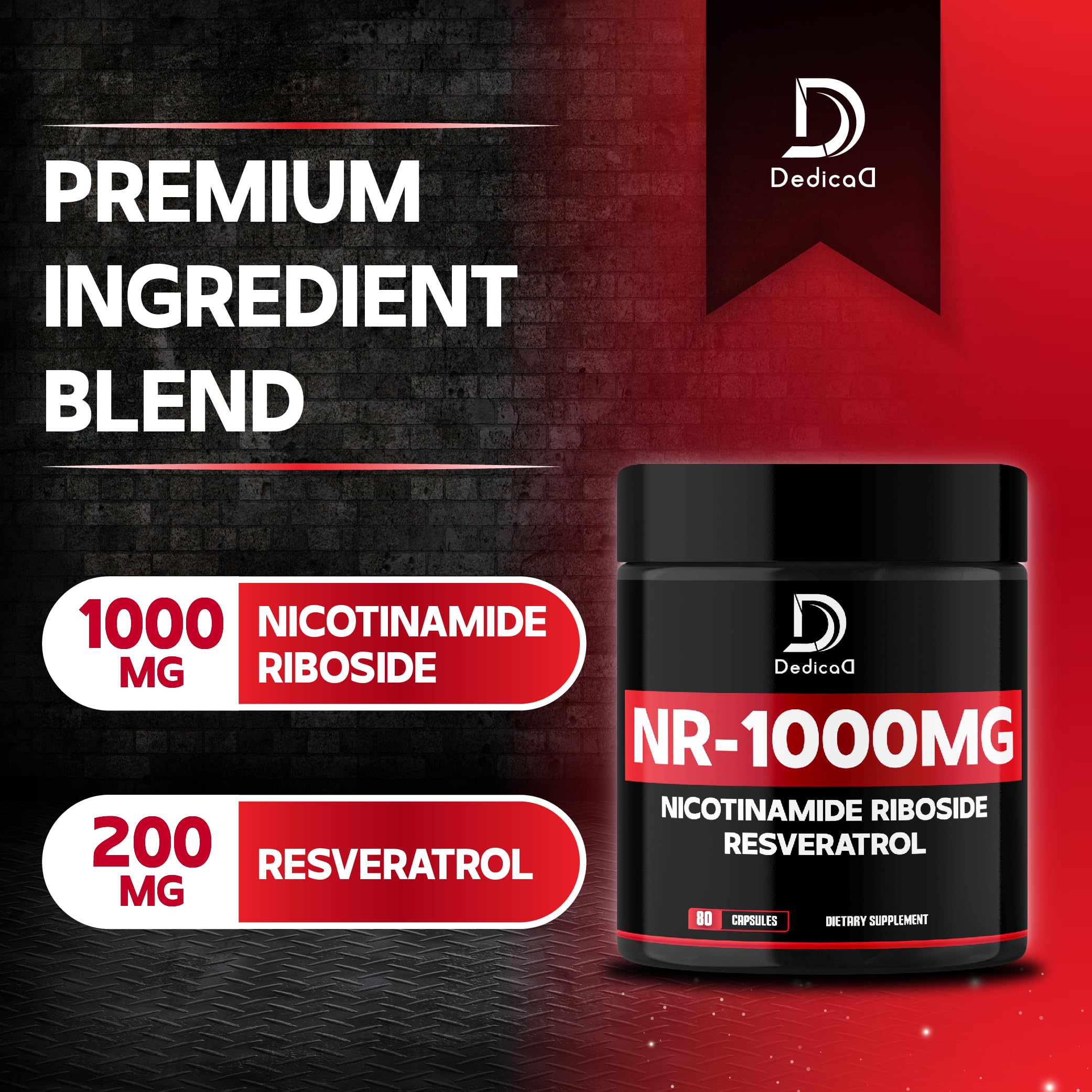 DEDICAD NAD Supplement with Nicotinamide Riboside and Trans Resveratrol - NR for Men & Women - 80 Capsules DEDICAD buy supplements Au