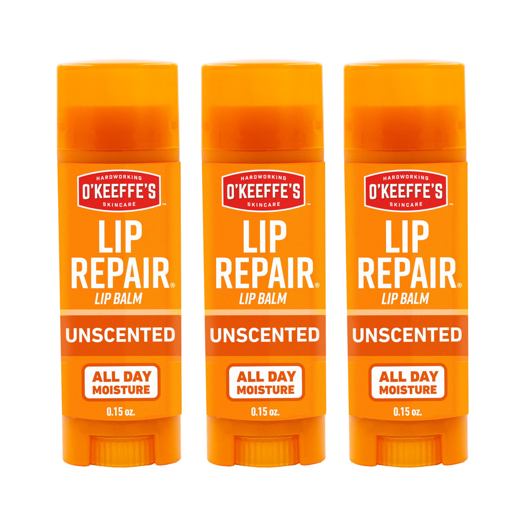 O'Keeffe's Lip Repair Unscented Lip Balm for Dry, Cracked Lips - Stick (3 Pack) - Moisturizer for Very Dry Lips O'Keeffe'sBuy Supplements Australia