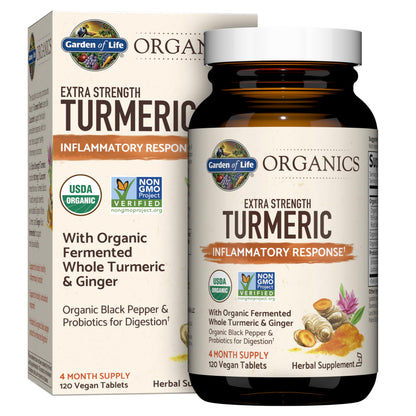 Garden of Life Organics Extra Strength Turmeric Inflammatory Response 120 Tablets-100Mg Curcumin (95% Curcuminoids) Black Pepper, Probiotics, Organic Non-GMO Vegan Gluten Free Herbal Supplement Garden of LifeBuy Supplements Australia