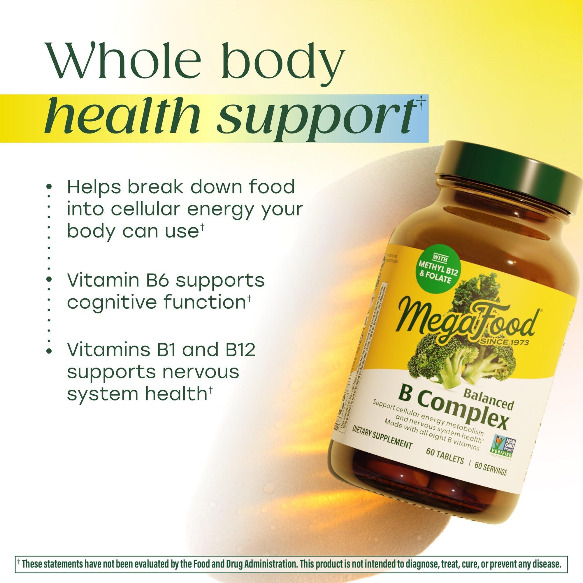 MegaFood Balanced B Complex - Vitamin B Complex for Women & Men - Vitamin B6, B12, Folate, Biotin - Cellular Energy Metabolism
