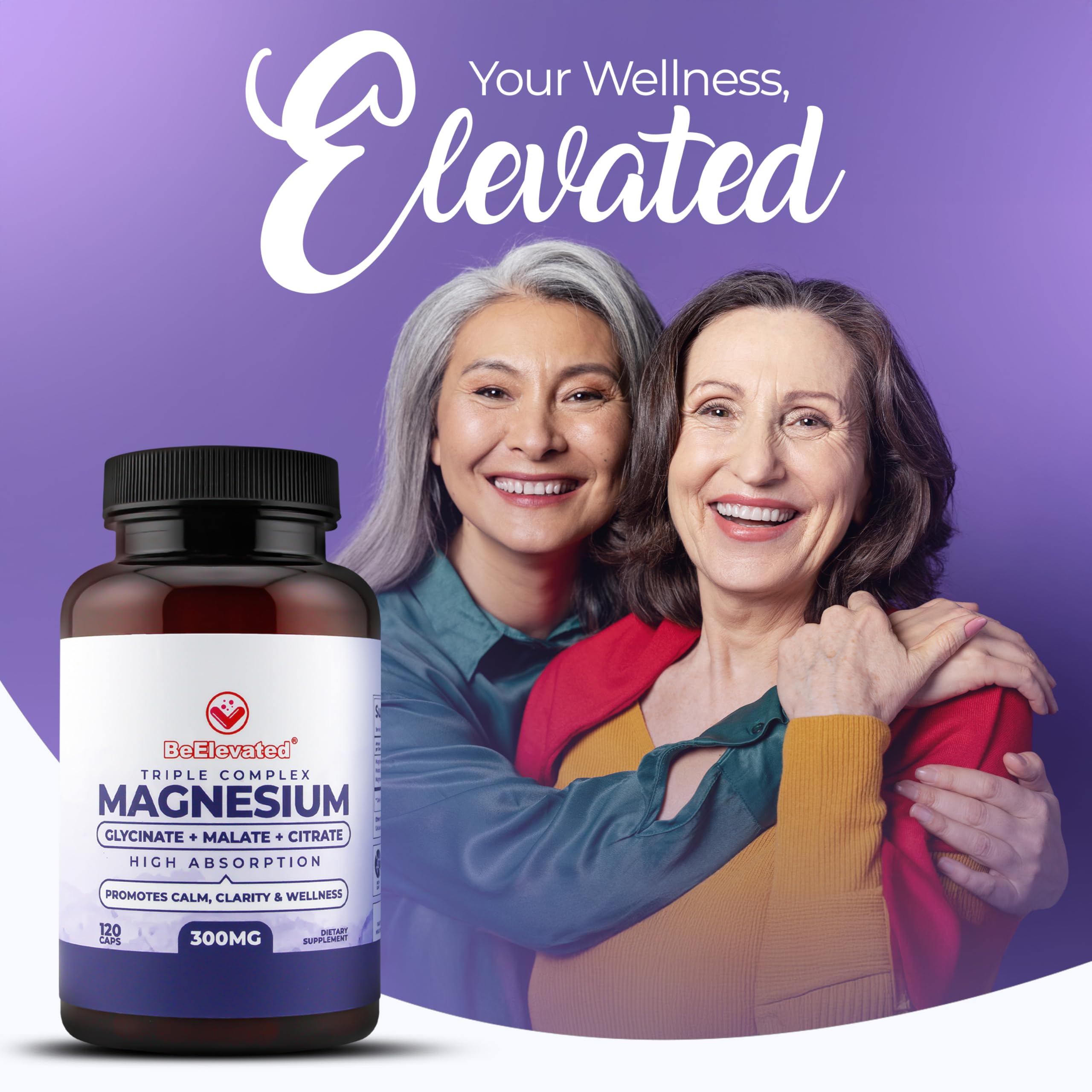 BeElevated High Absorption Triple Magnesium Complex for Sleep, Relaxation & Muscle Support – 300mg of Magnesium Glycinate, Citrate & Malate – Gentle on Stomach – Non-GMO, Vegan – 120 Capsules BeElevated buy supplements Au