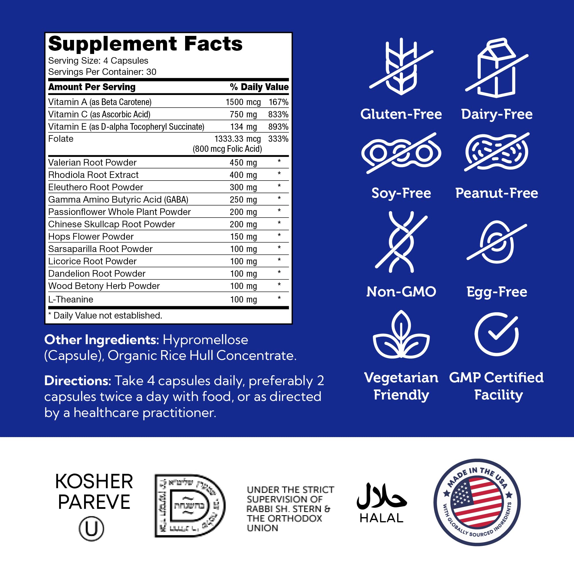 Zahler StressMaster, Relaxation Support Supplement, Promotes Natural Calm, Certified Kosher 120 Capsules ZahlerBuy Supplements Australia