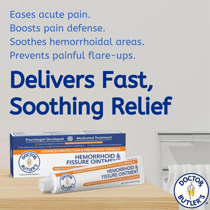 Doctor Butler's Advanced Hemorrhoid & Fissure Ointment – Lidocaine Hemorrhoid Treatment and Fissure Treatment Extra Strength Formula, Heals and Provides Fast Pain and Itch Relief* (1.5 oz.) Doctor Butler'sBuy Supplements Australia