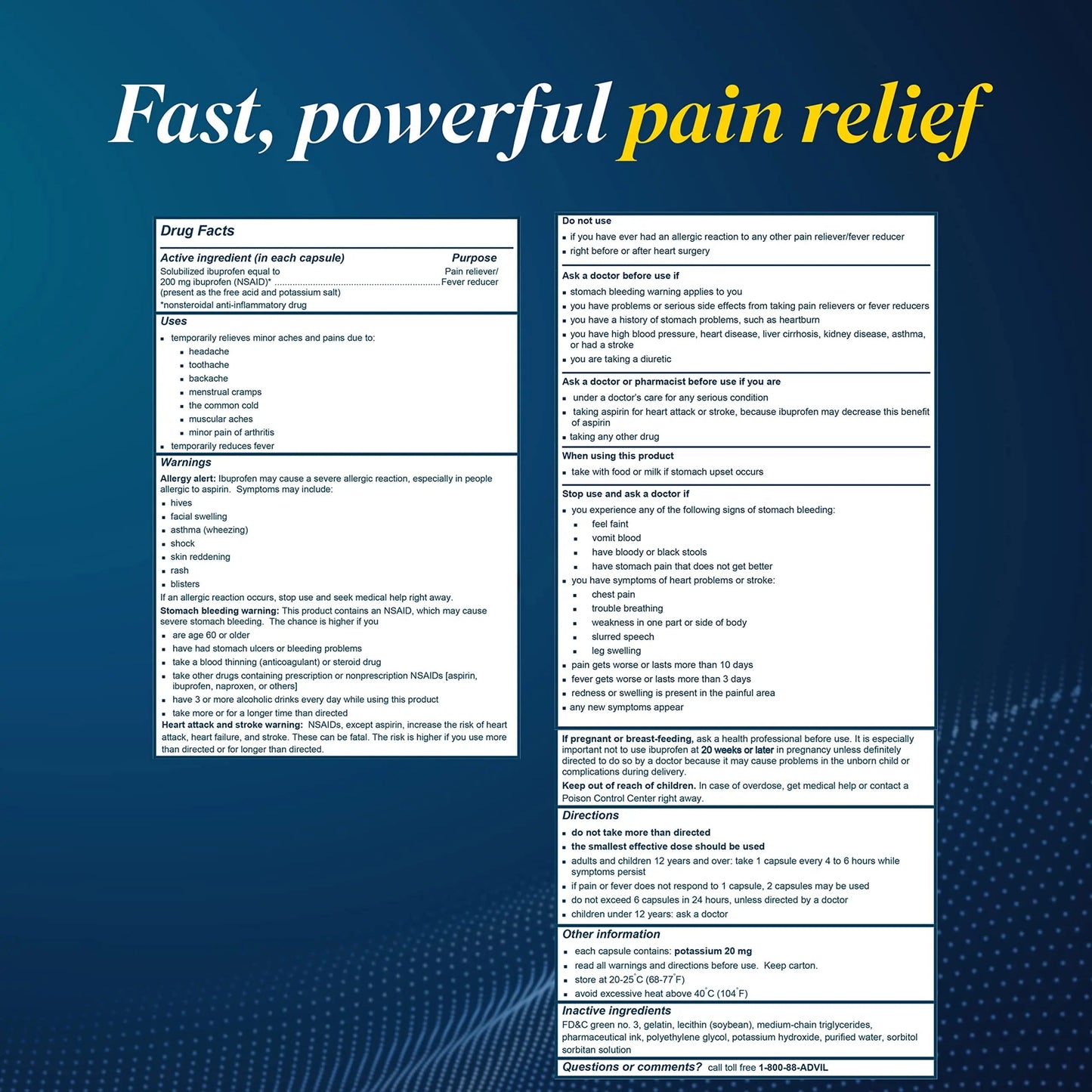 Advil Liqui-Gels Pain Reliever and Fever Reducer, Pain Medicine for Adults with Ibuprofen 200mg for Headache, Backache, Menstrual Pain and Joint Pain Relief - 50x2 Liquid Filled Capsules AdvilBuy Supplements Australia