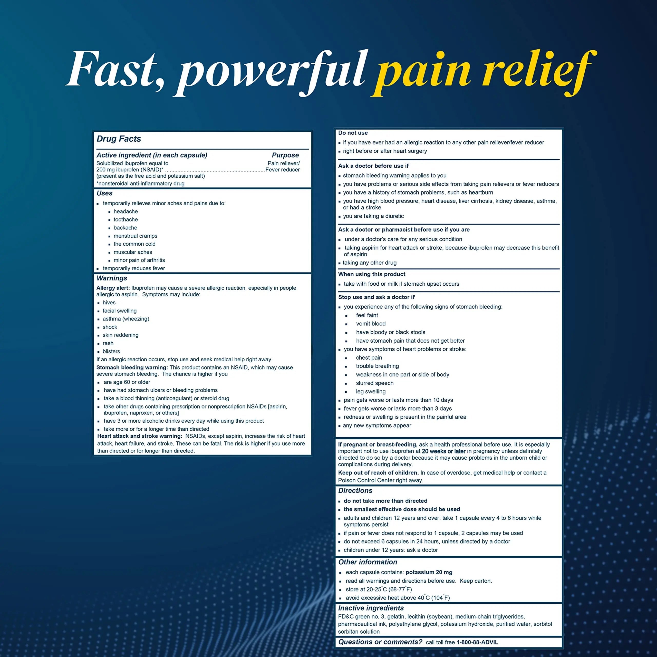 Advil Liqui-Gels Pain Reliever and Fever Reducer, Pain Medicine for Adults with Ibuprofen 200mg for Headache, Backache, Menstrual Pain and Joint Pain Relief - 50x2 Liquid Filled Capsules AdvilBuy Supplements Australia